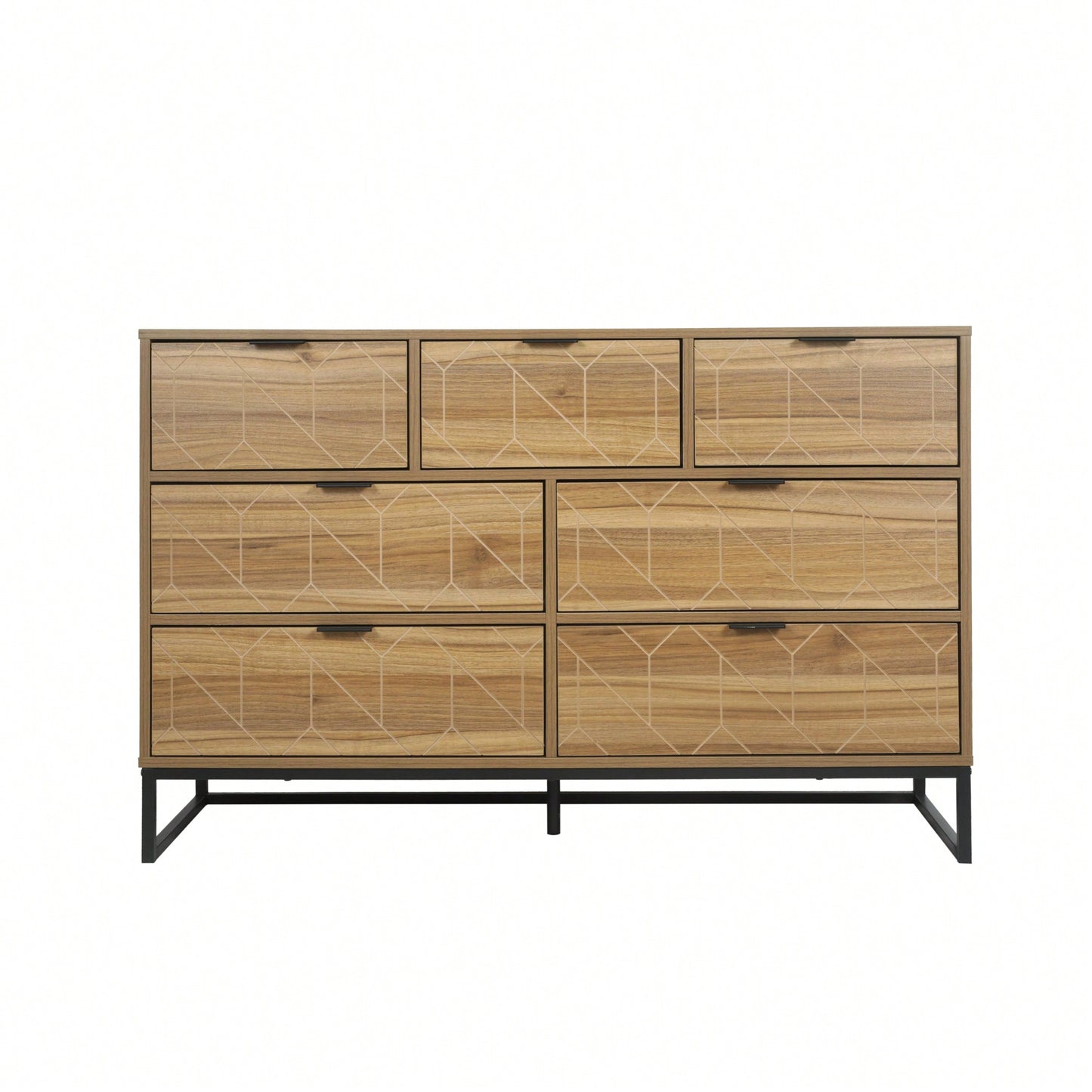 Elegant Walnut Finish 7 Drawer Wooden Dresser Storage Cabinet For Bedroom Organization