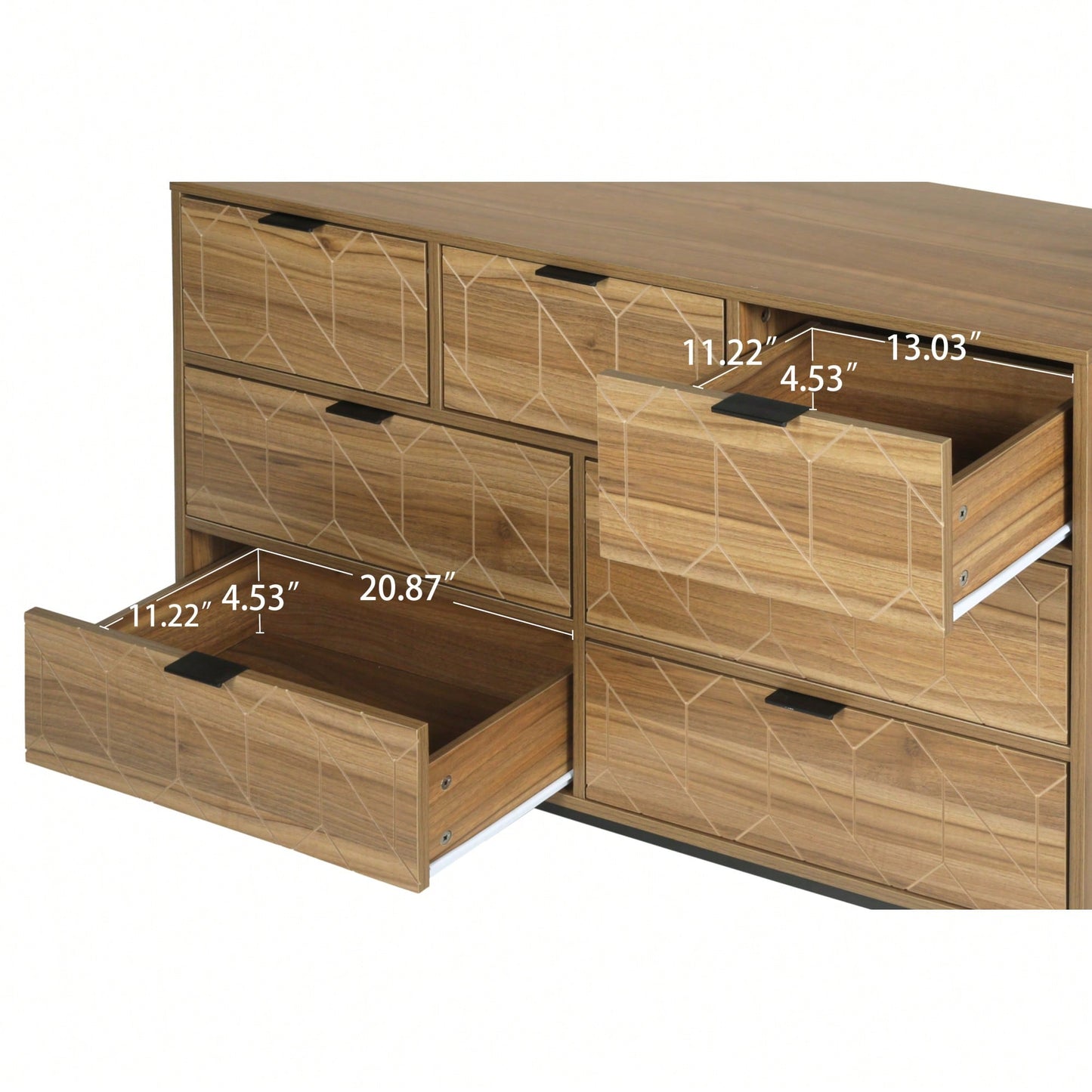 Elegant Walnut Finish 7 Drawer Wooden Dresser Storage Cabinet For Bedroom Organization