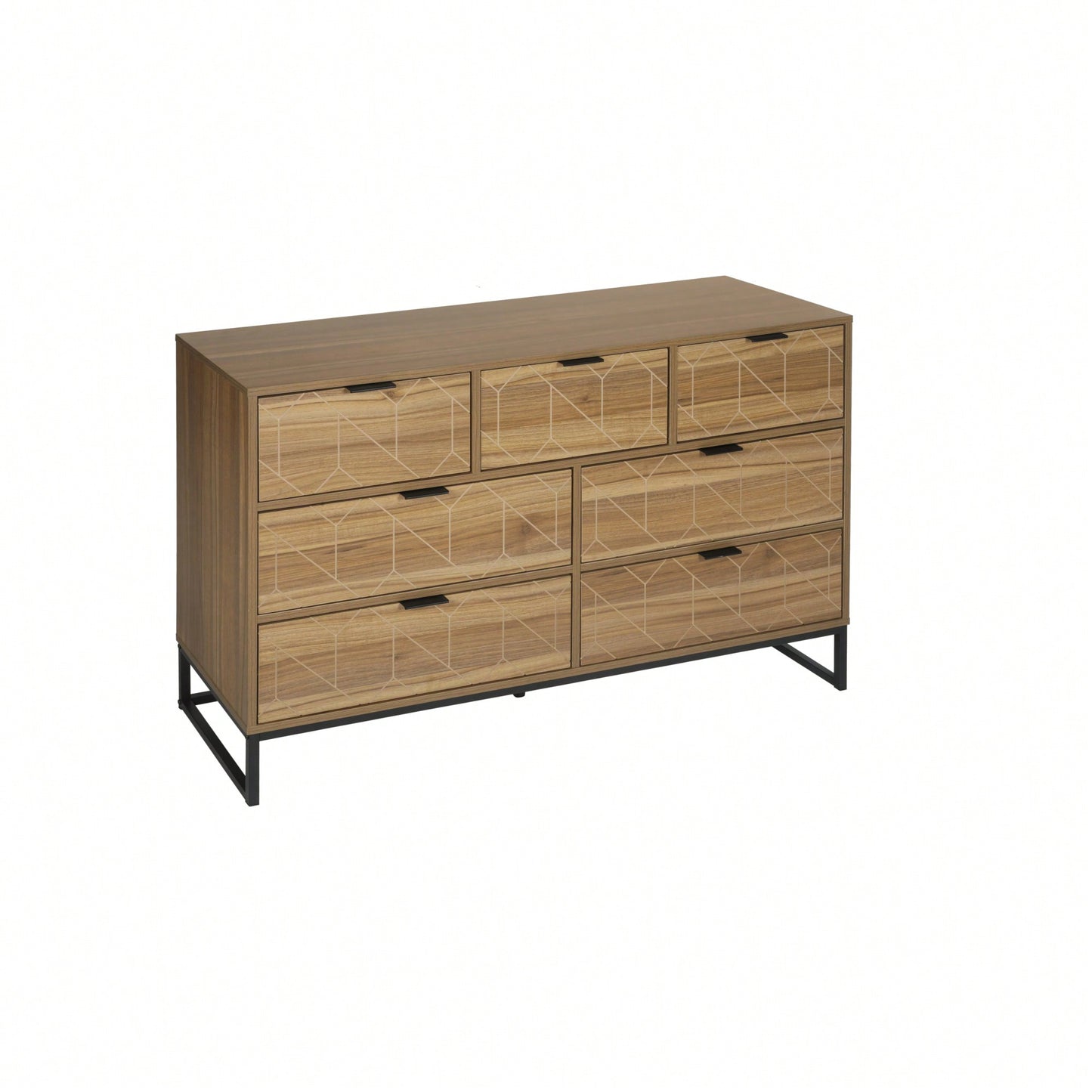 Elegant Walnut Finish 7 Drawer Wooden Dresser Storage Cabinet For Bedroom Organization