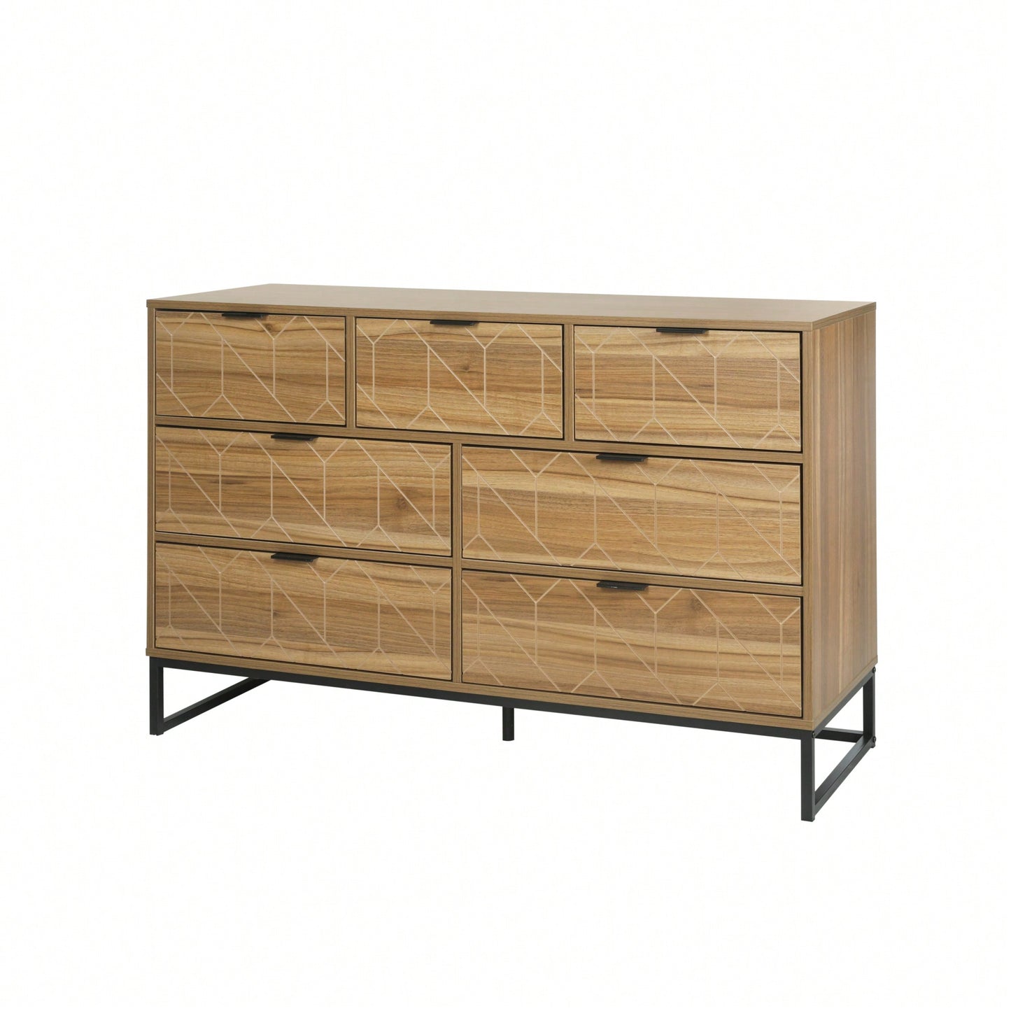 Elegant Walnut Finish 7 Drawer Wooden Dresser Storage Cabinet For Bedroom Organization