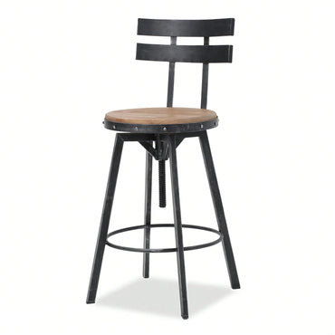 Stylish Metal Chair With Comfortable Wooden Seat For Home And Office Use