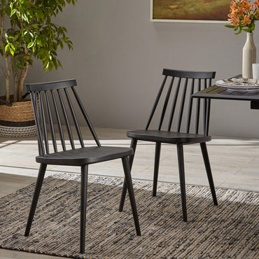 Rustic Black Spindle Back Dining Chairs Set Of 2 For Farmhouse Style Home Decor