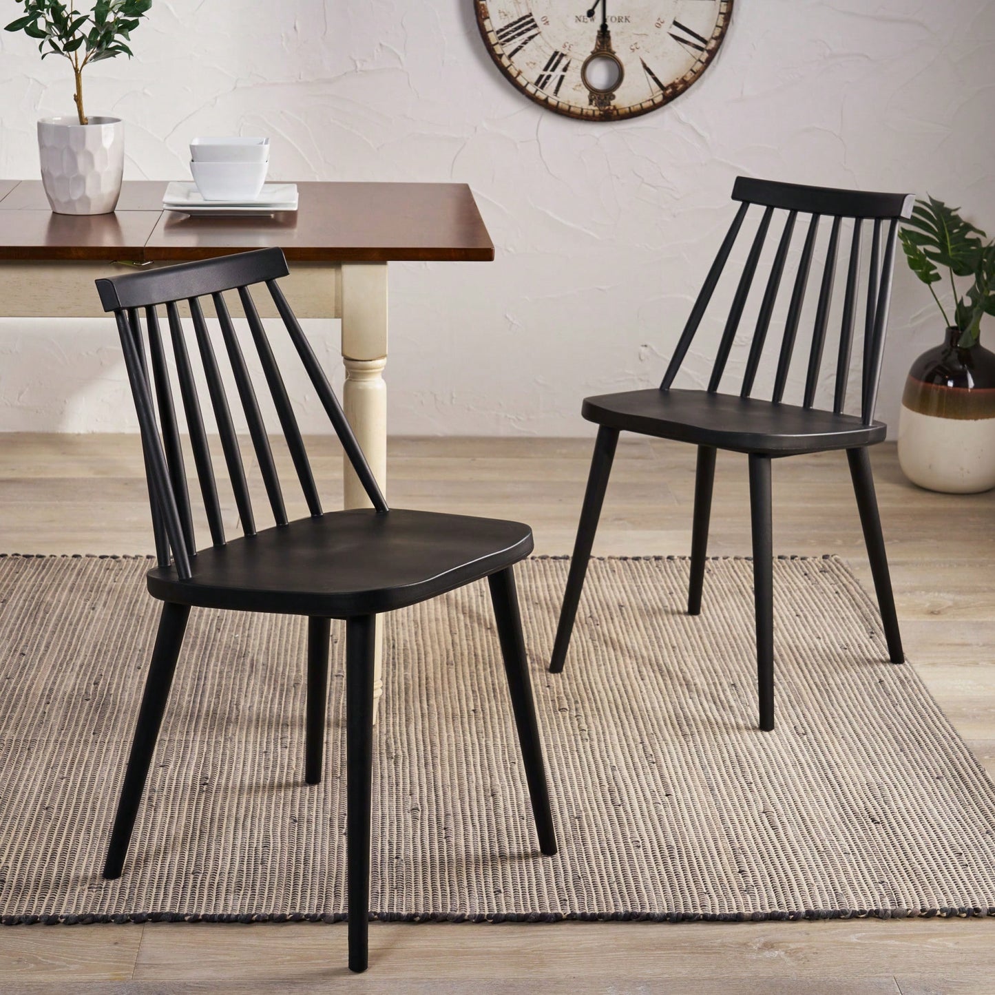 Rustic Black Spindle Back Dining Chairs Set Of 2 For Farmhouse Style Home Decor