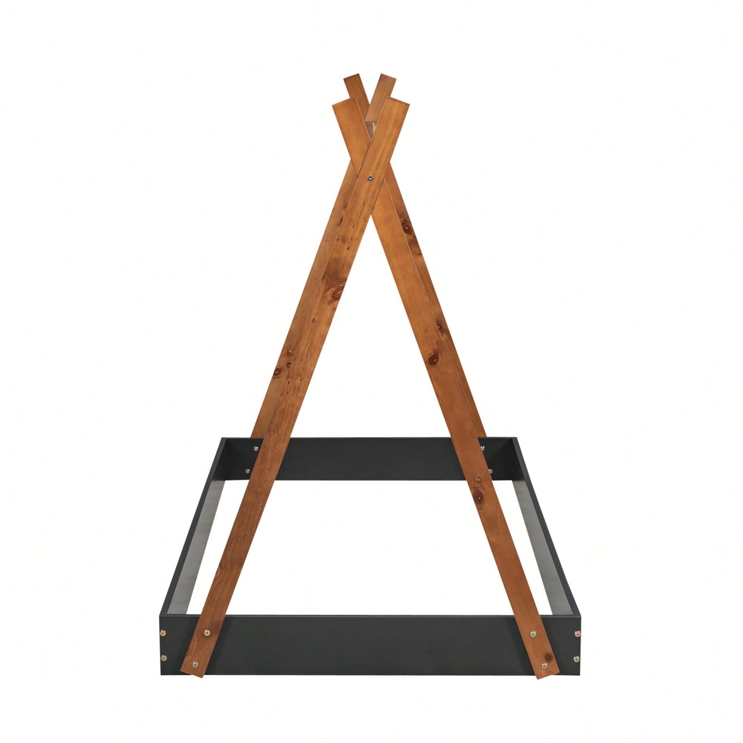 Twin Size Triangle Structure Tent Floor Bed In Black And Brown