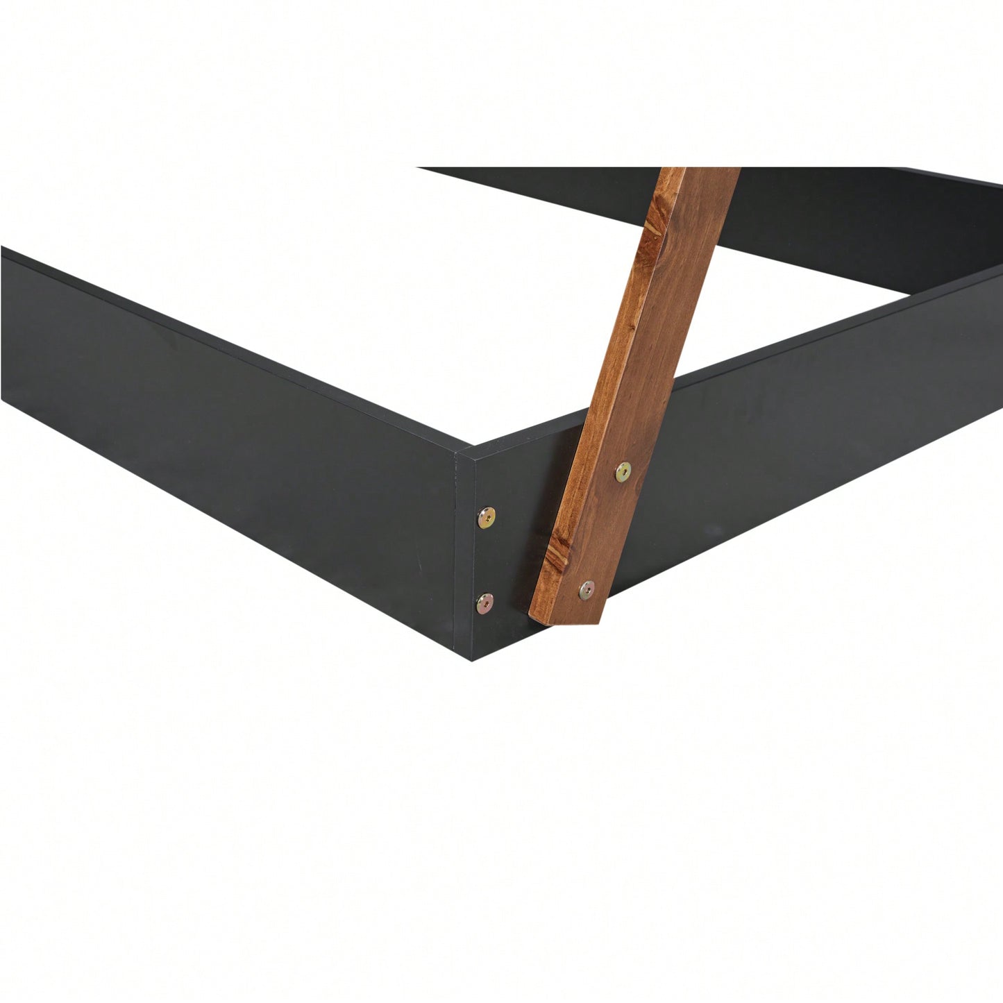 Twin Size Triangle Structure Tent Floor Bed In Black And Brown