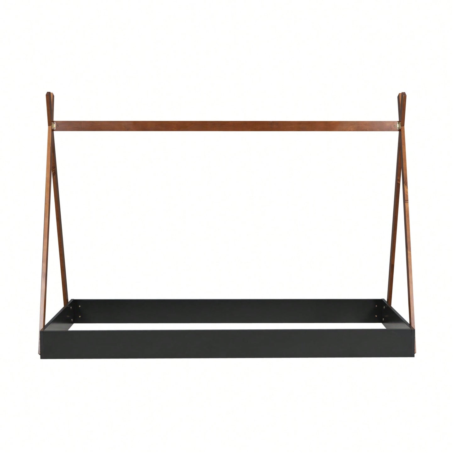Twin Size Triangle Structure Tent Floor Bed In Black And Brown
