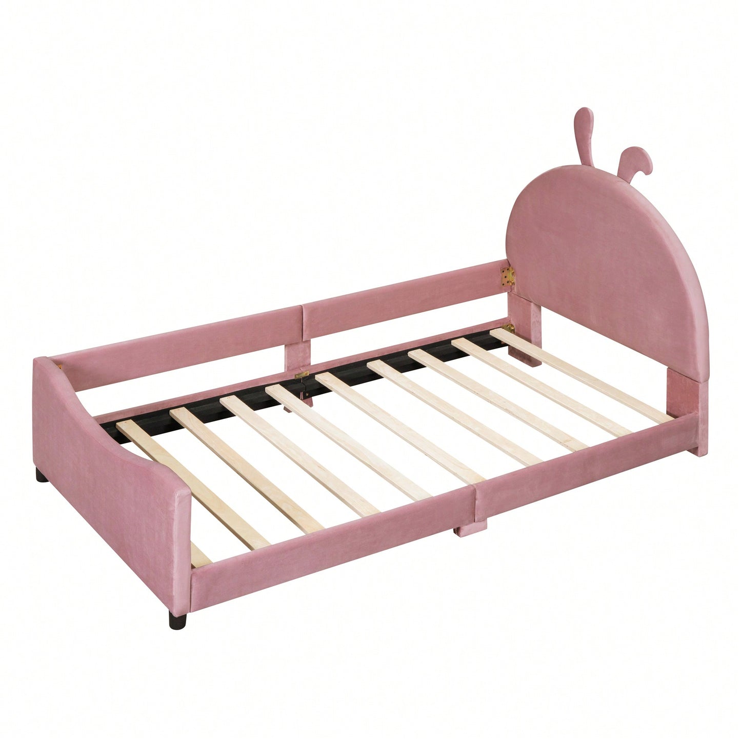 Pink Twin Size Upholstered Daybed With Cute Rabbit Ear Headboard