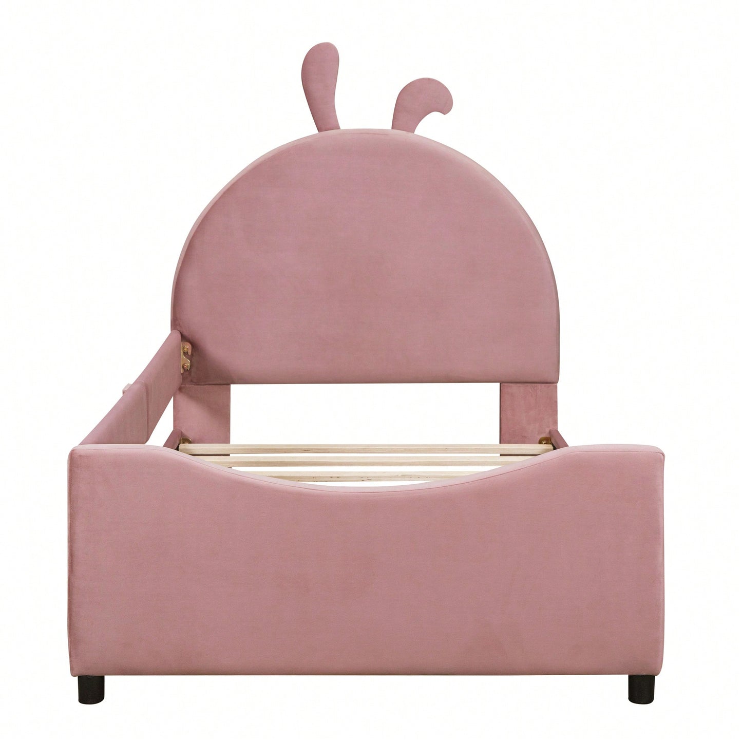 Pink Twin Size Upholstered Daybed With Cute Rabbit Ear Headboard