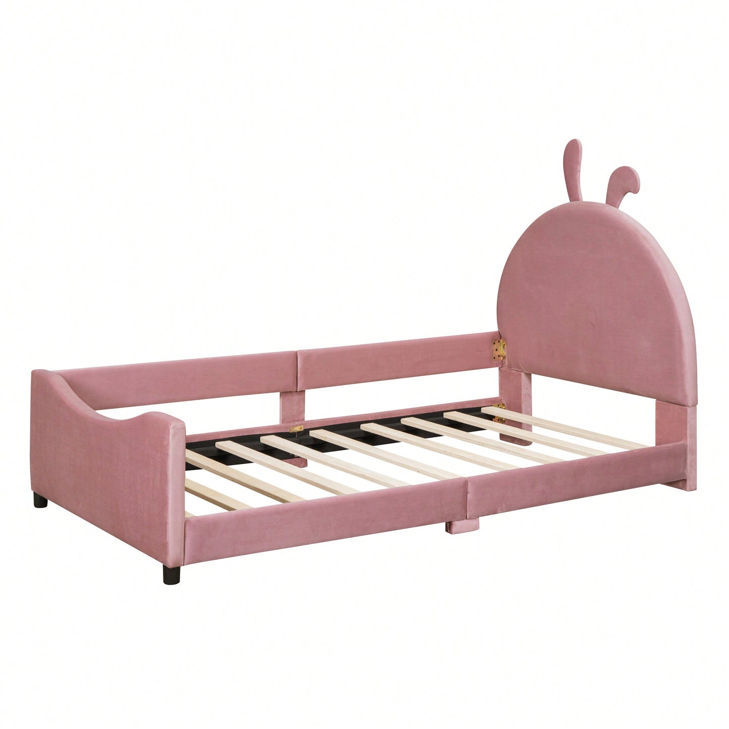 Pink Twin Size Upholstered Daybed With Cute Rabbit Ear Headboard