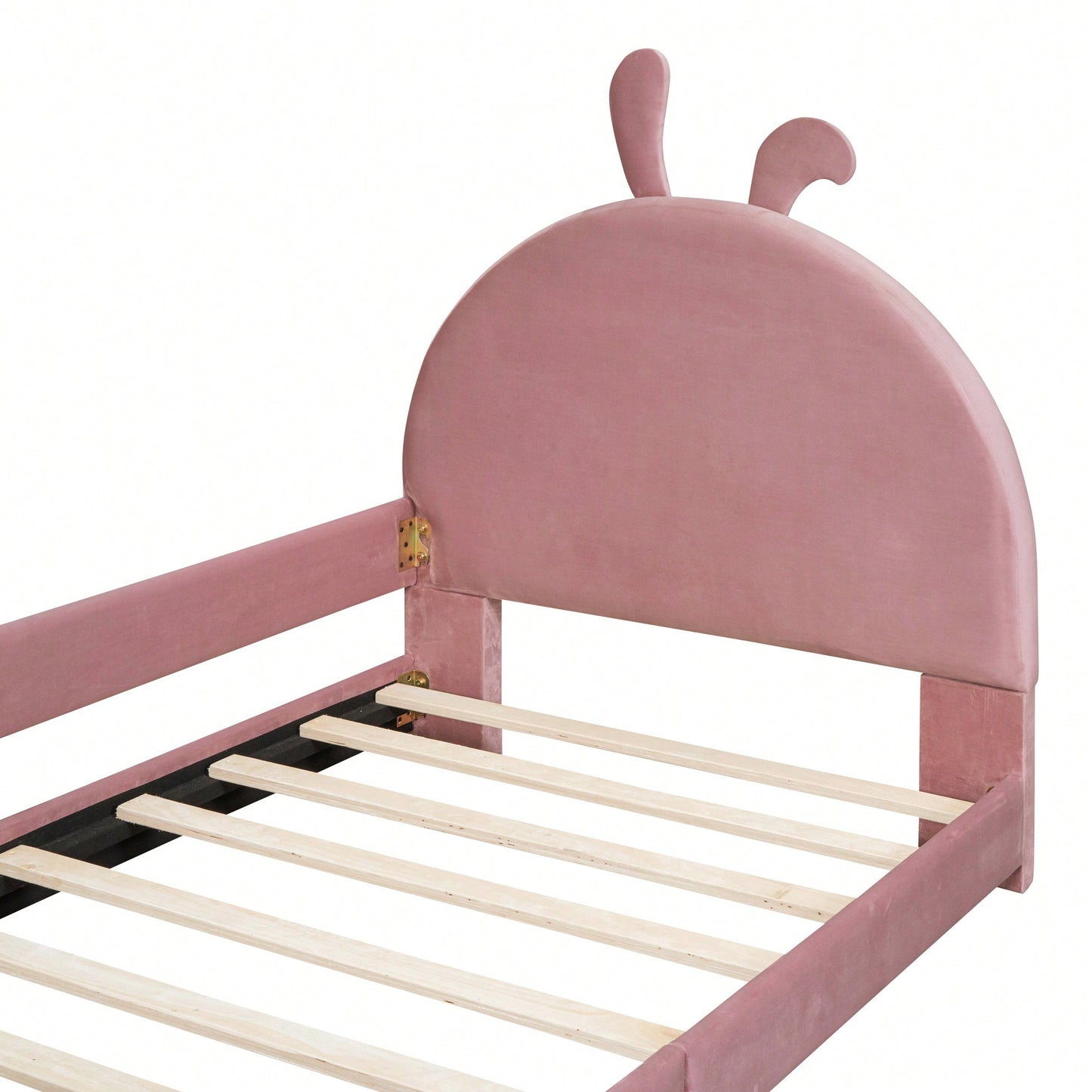Pink Twin Size Upholstered Daybed With Cute Rabbit Ear Headboard