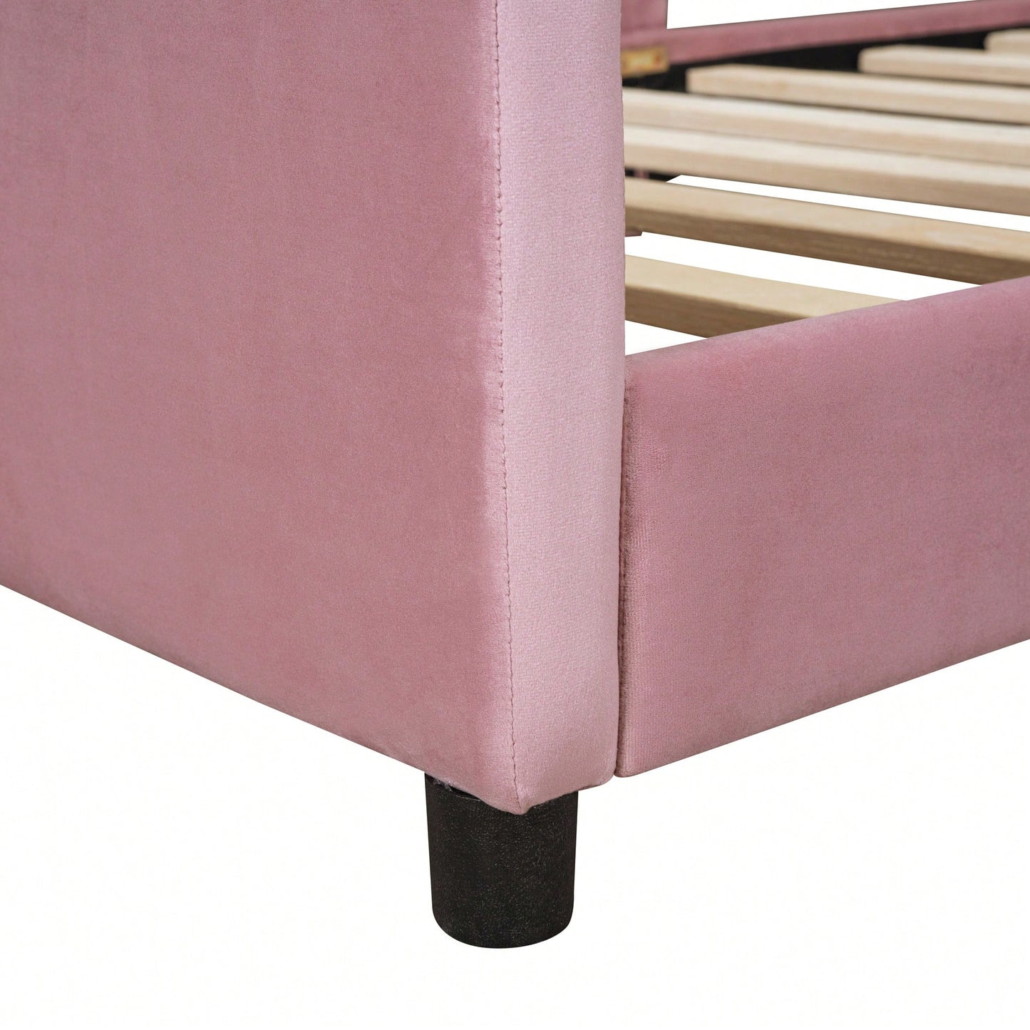 Pink Twin Size Upholstered Daybed With Cute Rabbit Ear Headboard