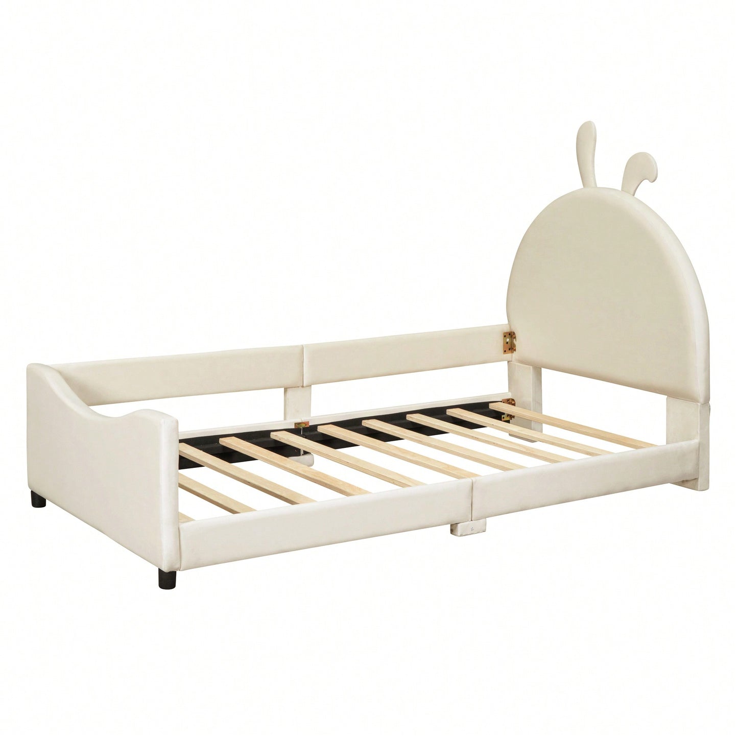 Pink Twin Size Upholstered Daybed With Cute Rabbit Ear Headboard