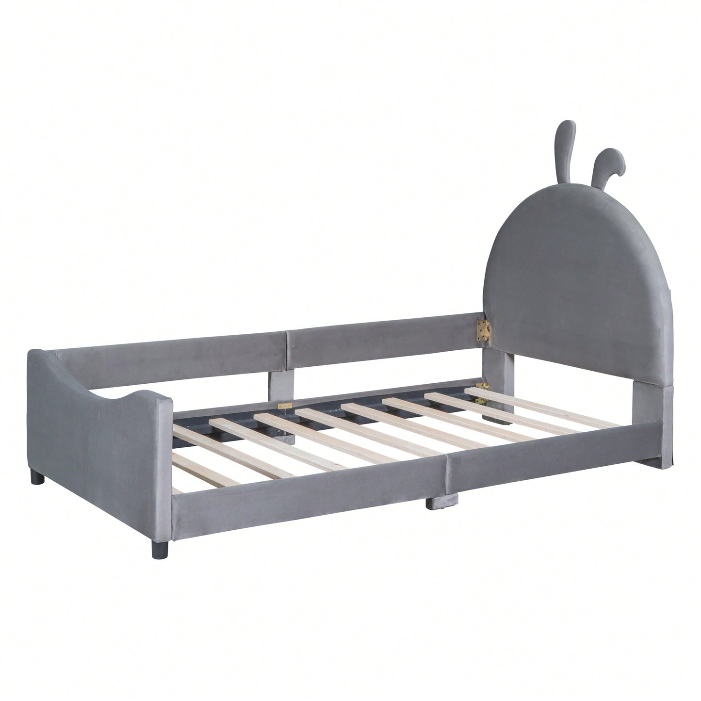 Pink Twin Size Upholstered Daybed With Cute Rabbit Ear Headboard