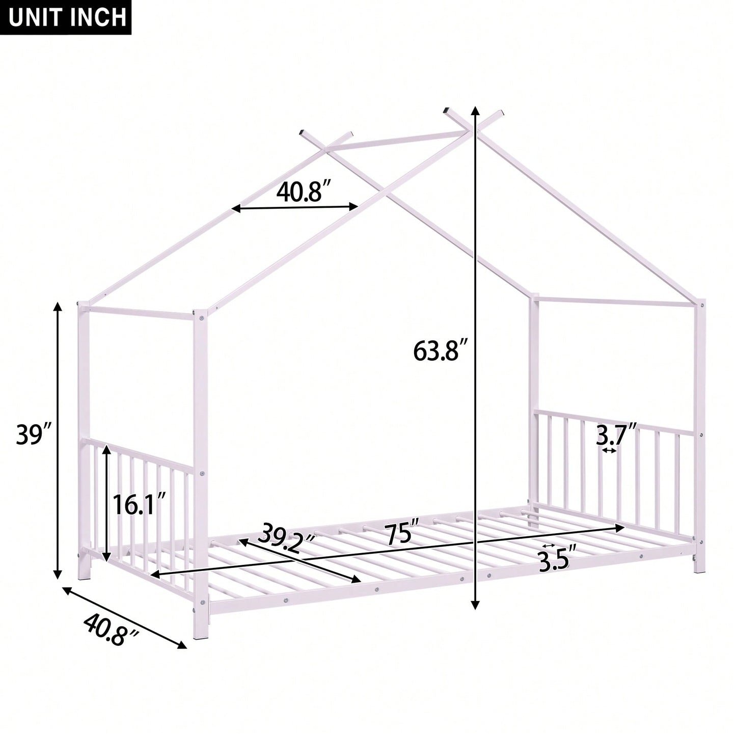 Stylish White Twin Size Metal Platform Bed Frame For Modern Bedrooms