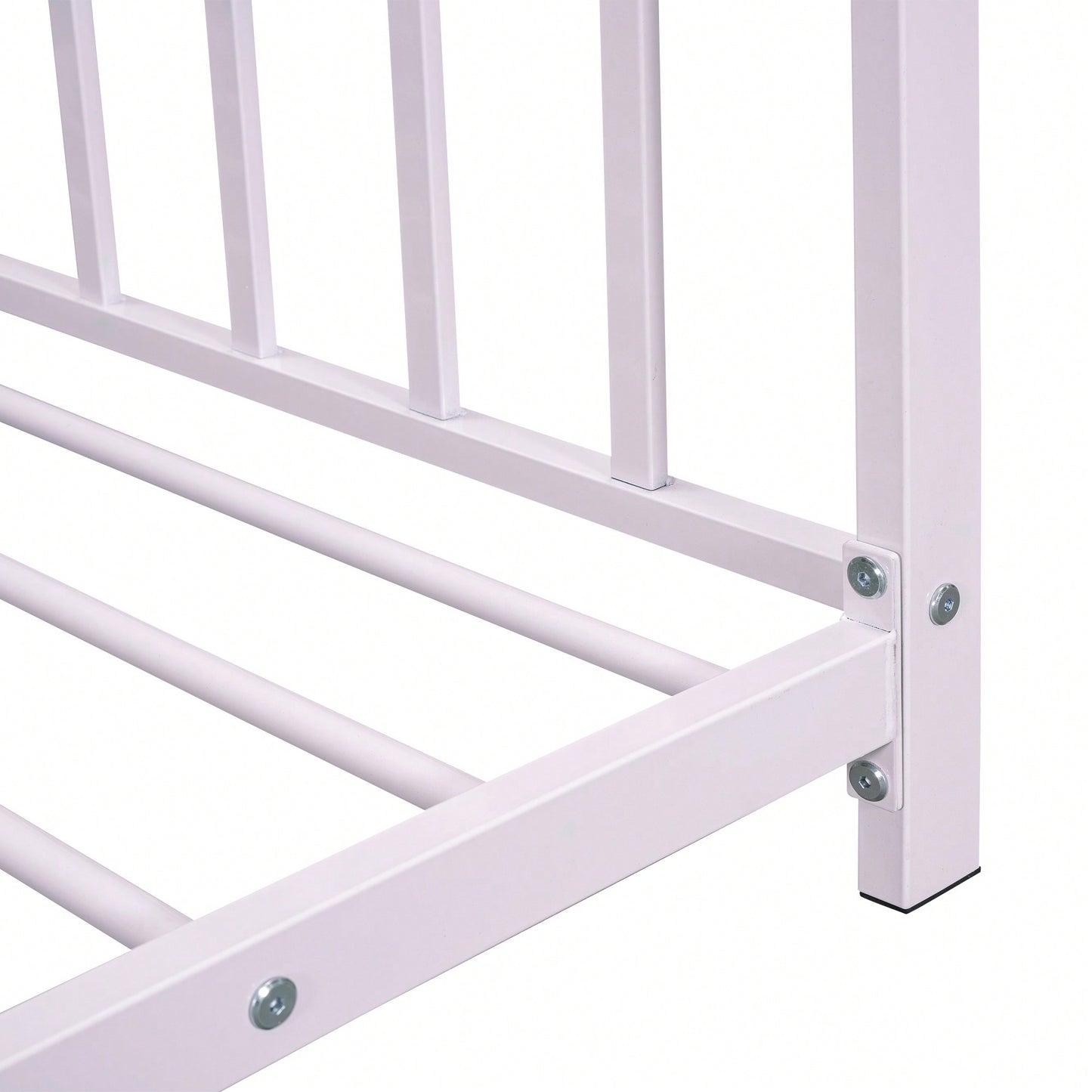 Stylish White Twin Size Metal Platform Bed Frame For Modern Bedrooms