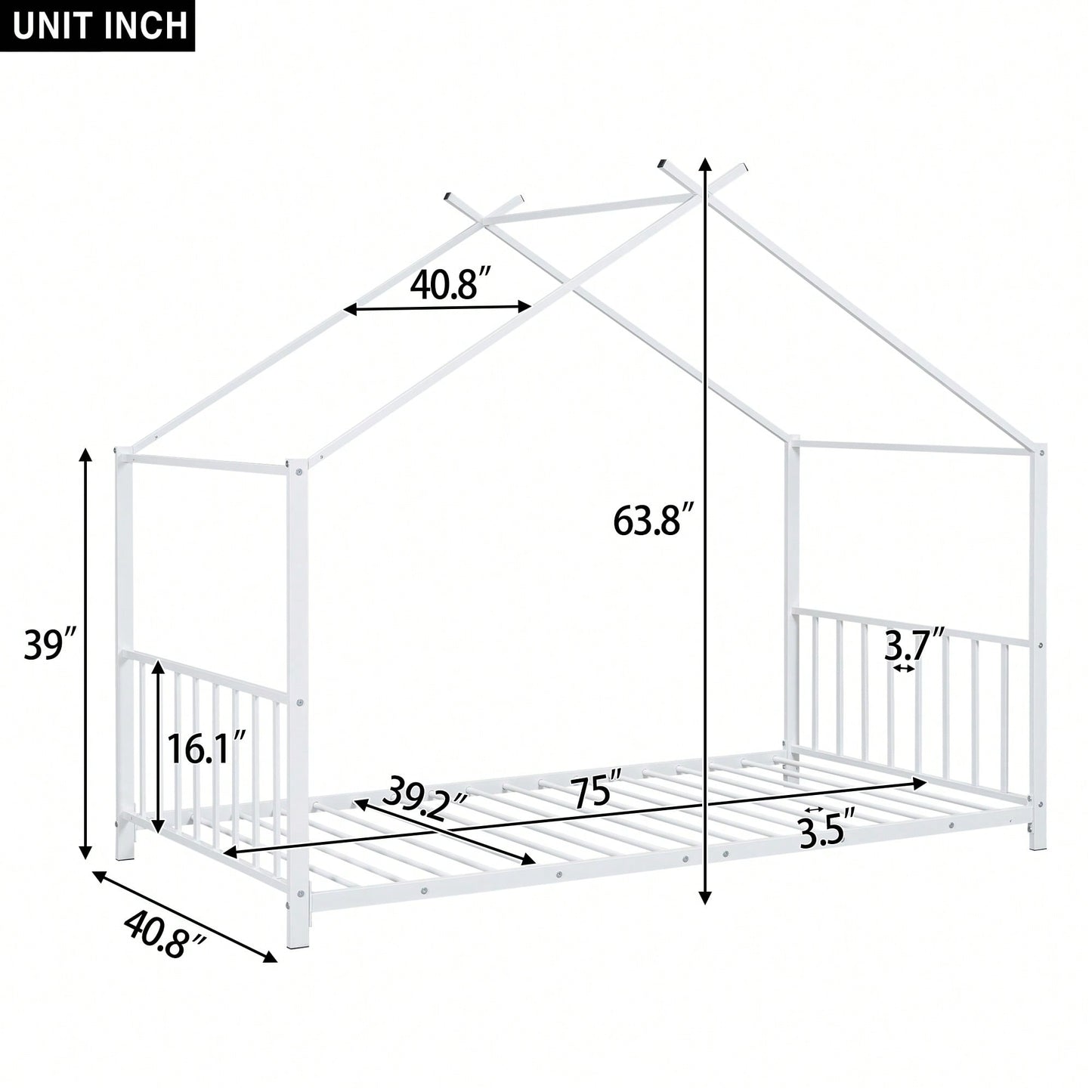 Stylish White Twin Size Metal Platform Bed Frame For Modern Bedrooms