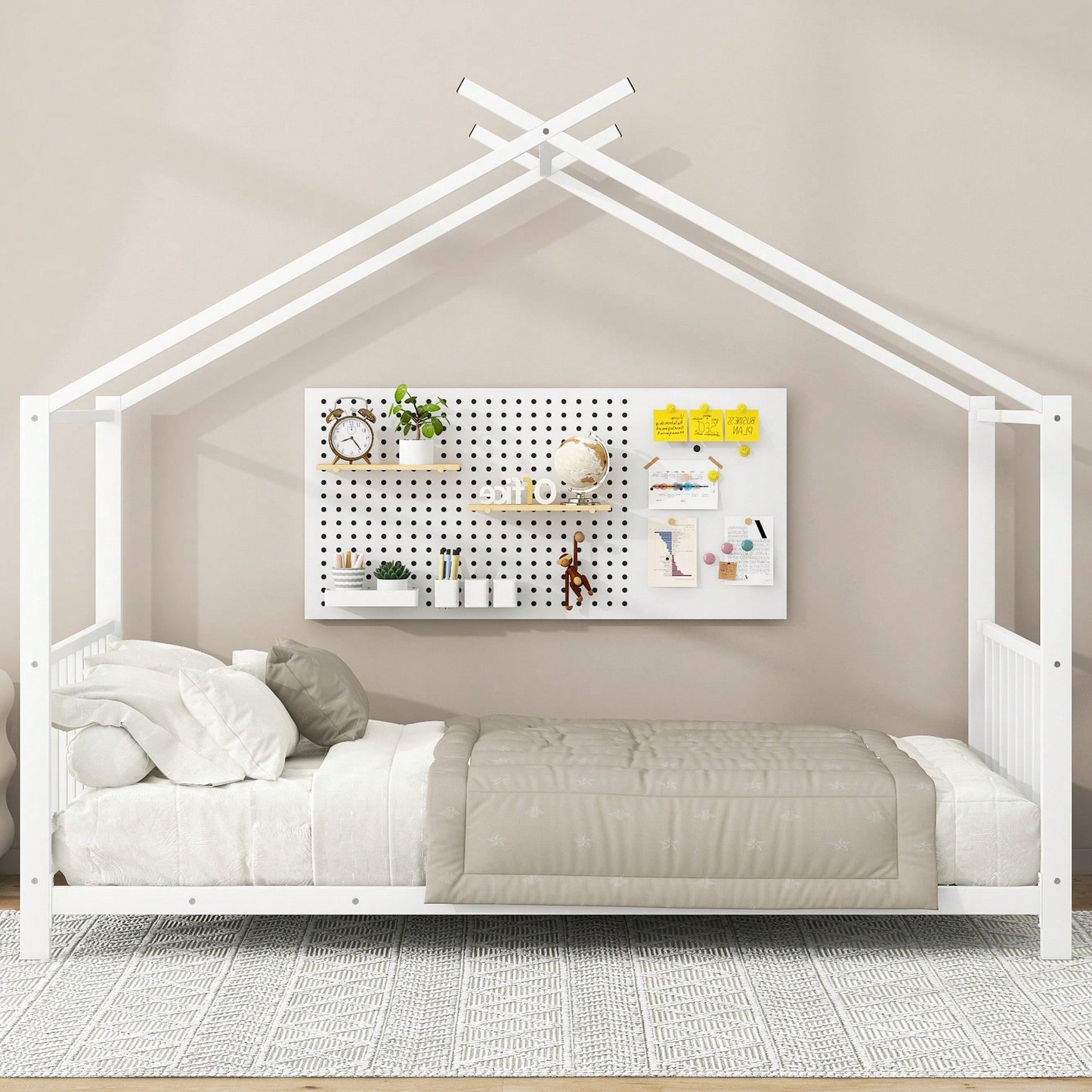 Stylish White Twin Size Metal Platform Bed Frame For Modern Bedrooms
