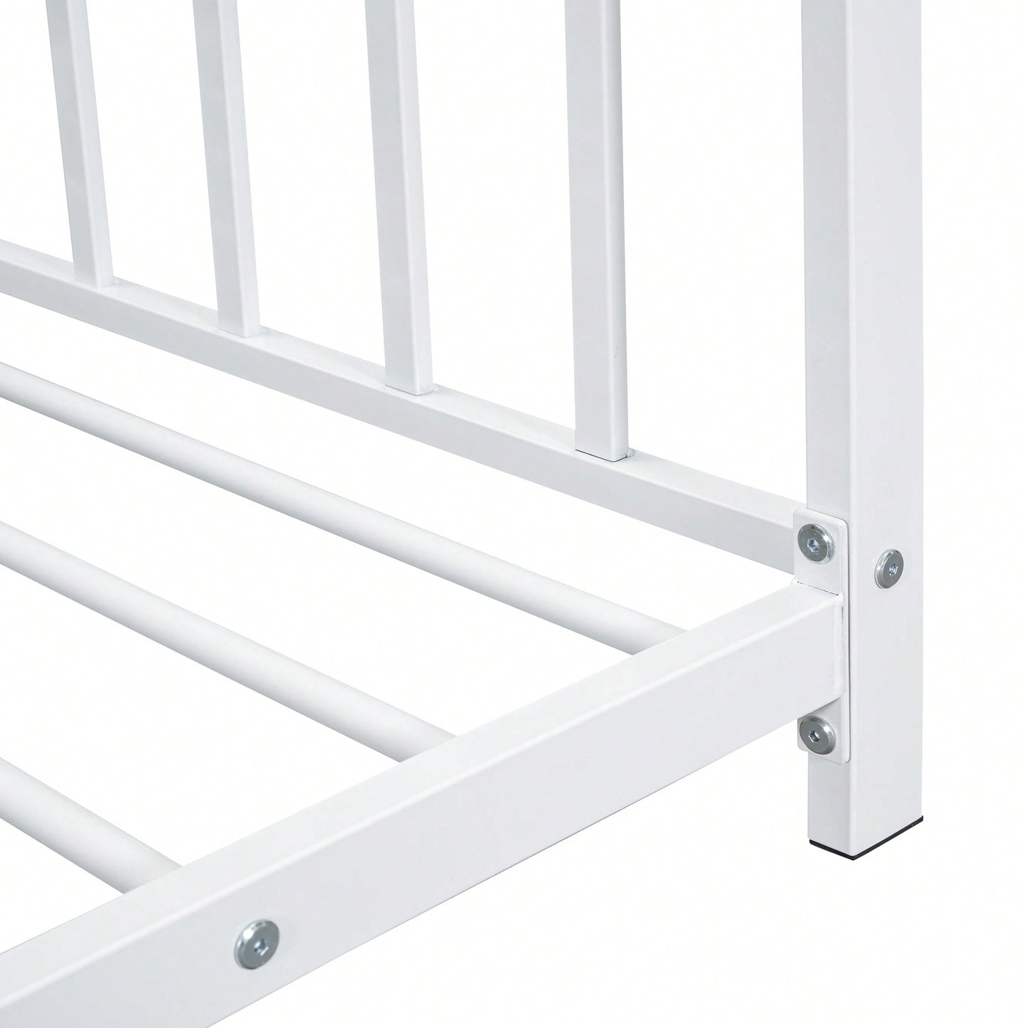 Stylish White Twin Size Metal Platform Bed Frame For Modern Bedrooms