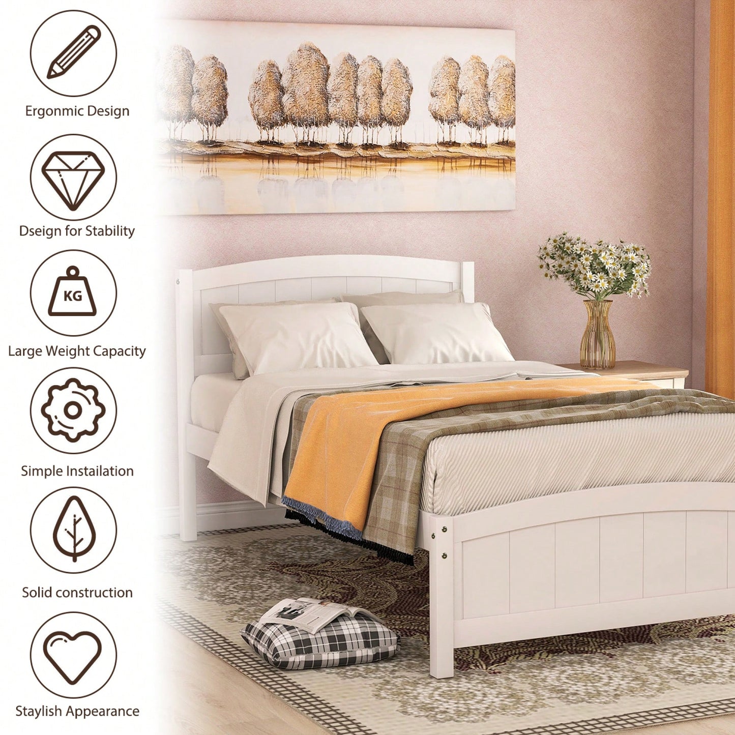 Espresso Wood Platform Bed With Headboard And Footboard, Durable Slat Support For Ultimate Comfort