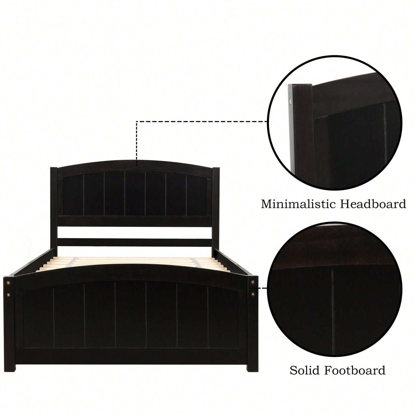 Espresso Wood Platform Bed With Headboard And Footboard, Durable Slat Support For Ultimate Comfort