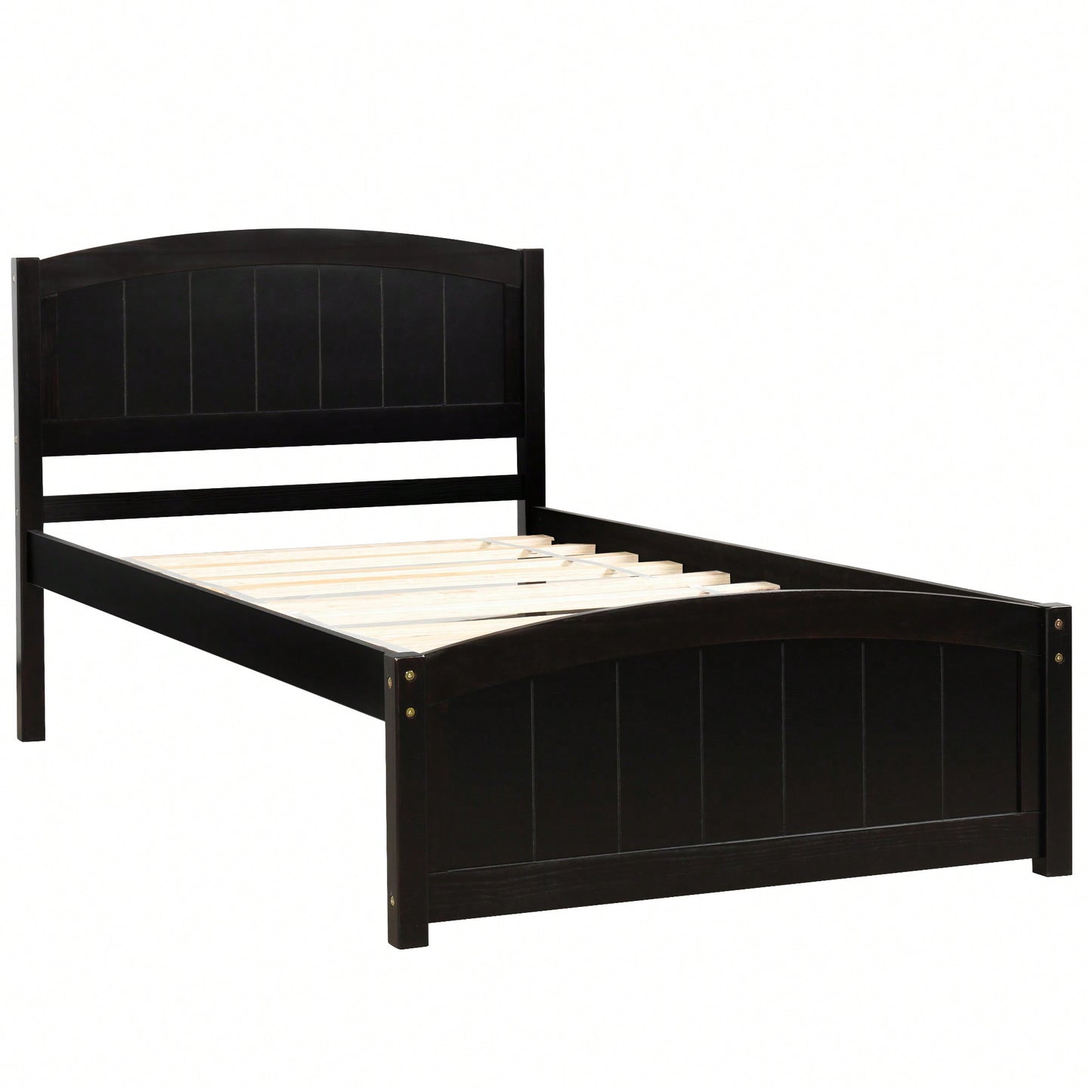 Espresso Wood Platform Bed With Headboard And Footboard, Durable Slat Support For Ultimate Comfort