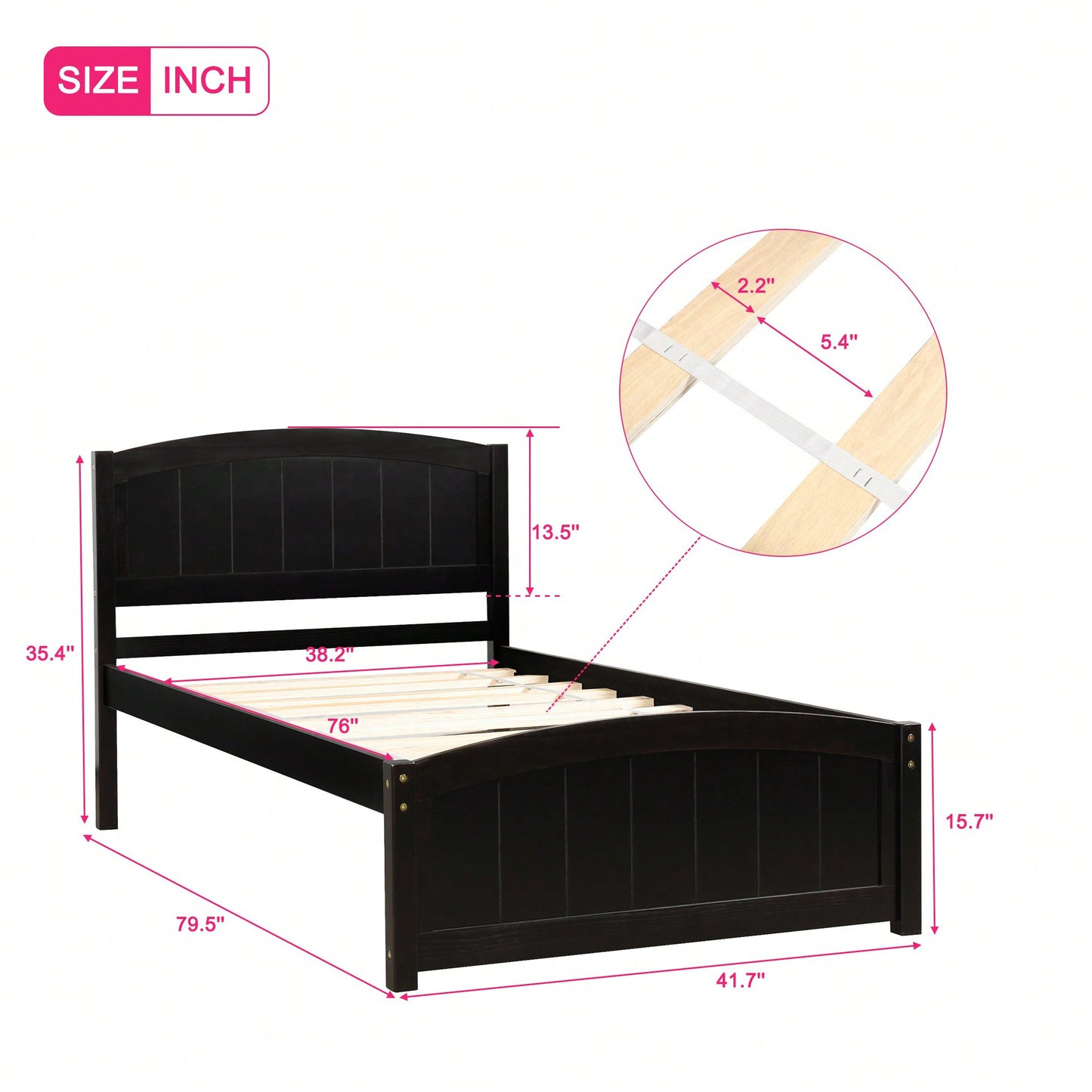 Espresso Wood Platform Bed With Headboard And Footboard, Durable Slat Support For Ultimate Comfort