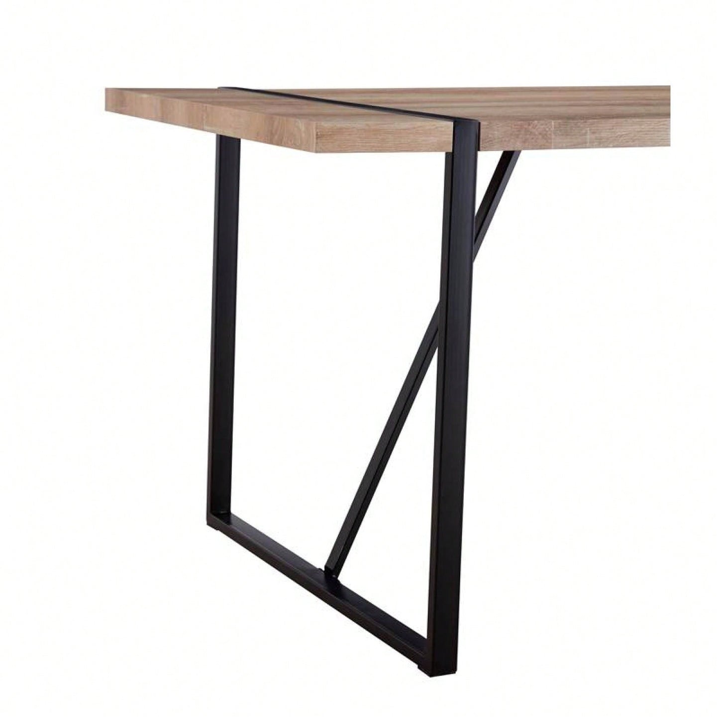 Rustic Industrial Rectangular Dining Table for 4-6 with Thick Wood Top and Black Metal Legs Perfect for Kitchen and Living Room