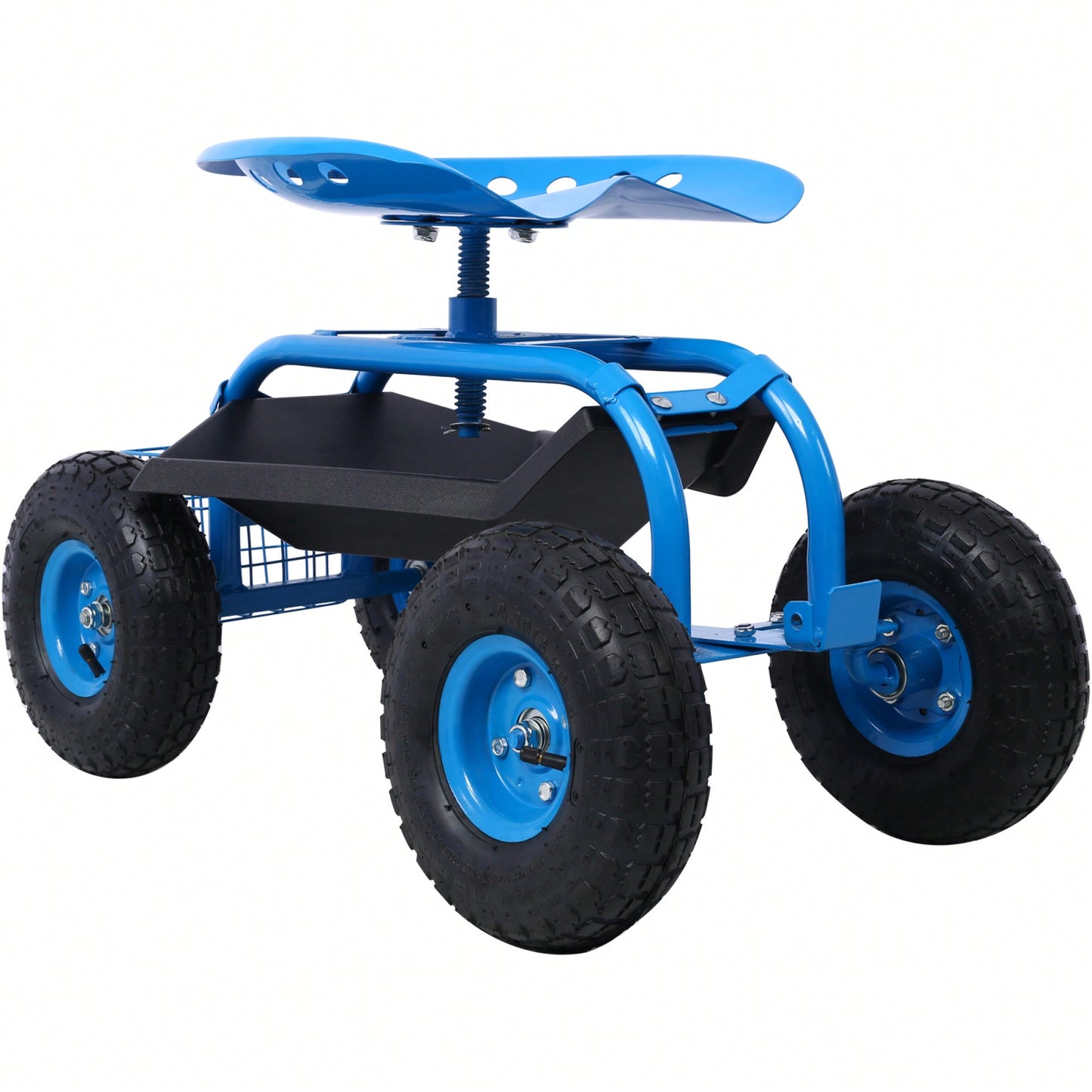 Garden Cart Seat With Wheels And Tool Tray 360 Swivel Design For Easy Mobility And Convenience