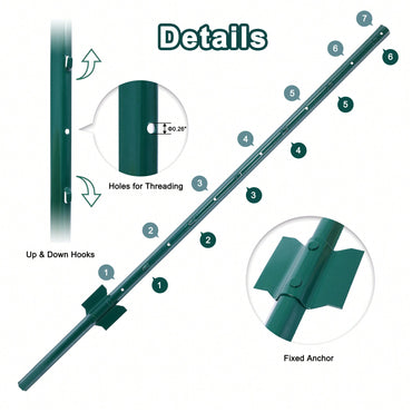 Heavy Duty 4 Feet Metal U-Channel Fence Posts 10 Pack For Garden Wire Fencing And Corner Anchoring