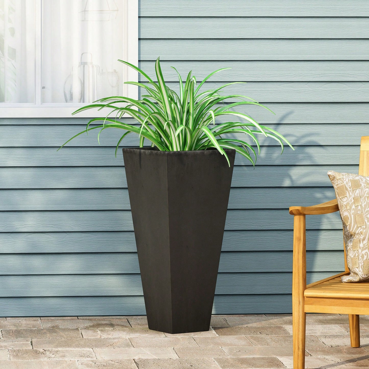 13x28.5 Inch White Outdoor Modern MGO Cast Stone Planter For Stylish Garden Decor