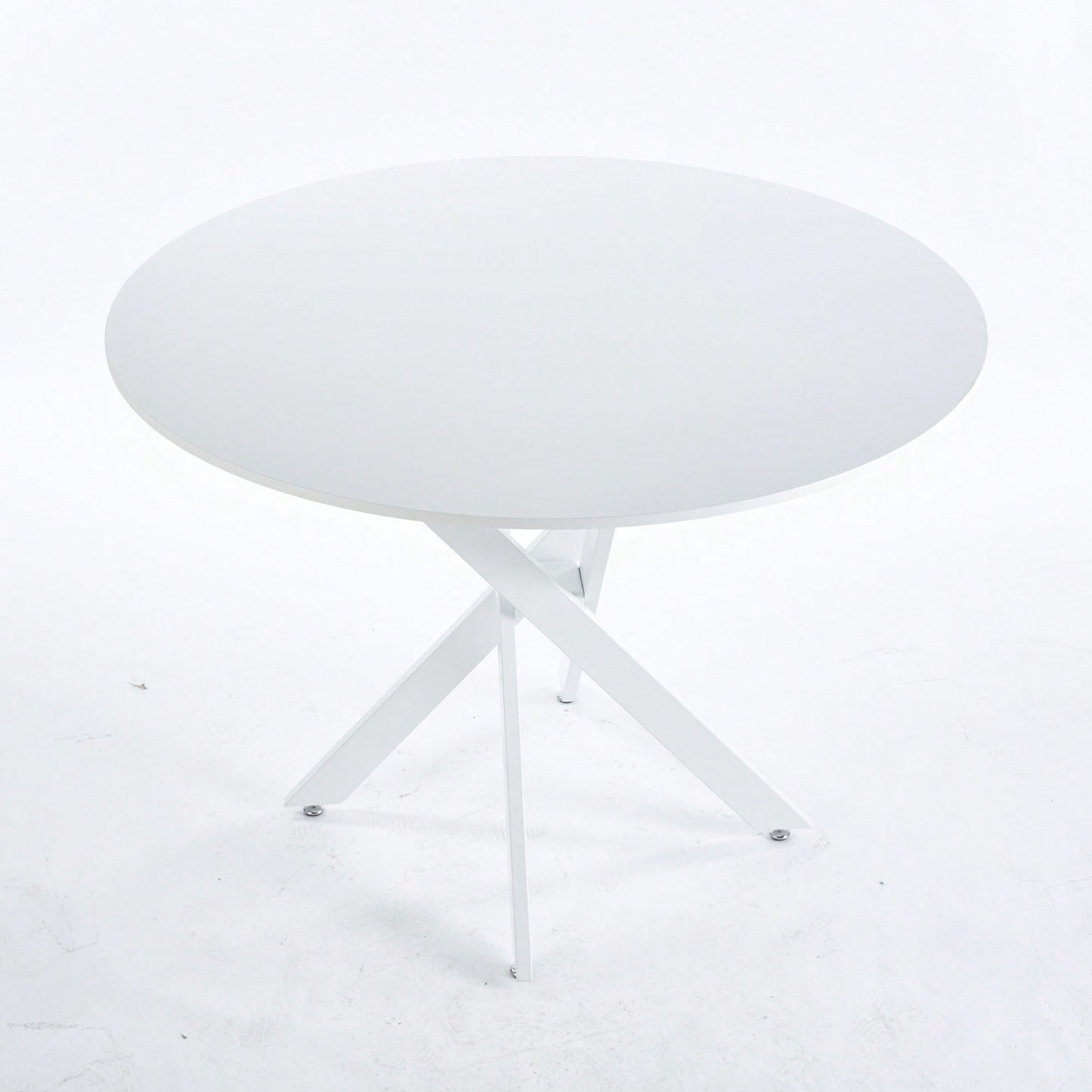 Mid-Century Round MDF Dining Table For 4-6 People With Pedestal Base And Cross Legs, Versatile Coffee And Leisure Table