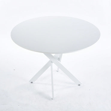 Mid-Century Round MDF Dining Table For 4-6 People With Pedestal Base And Cross Legs, Versatile Coffee And Leisure Table