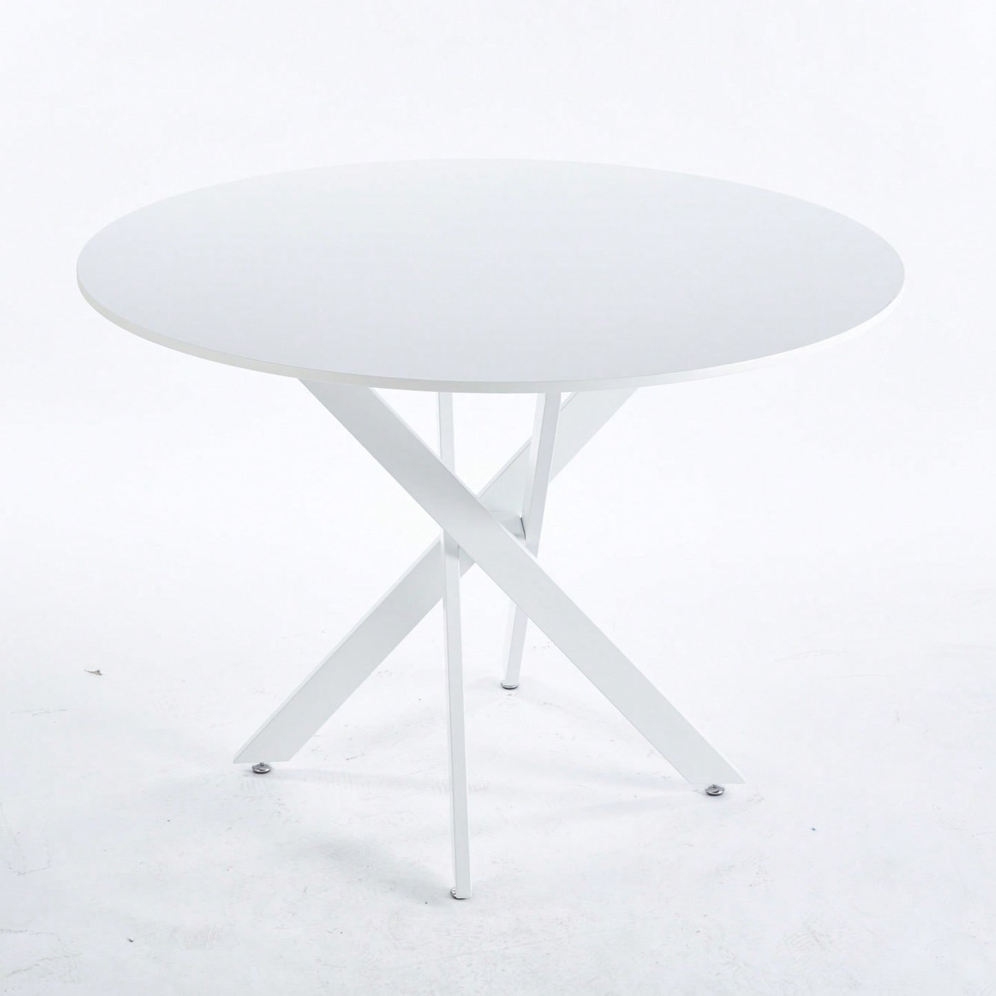 Mid-Century Round MDF Dining Table For 4-6 People With Pedestal Base And Cross Legs, Versatile Coffee And Leisure Table