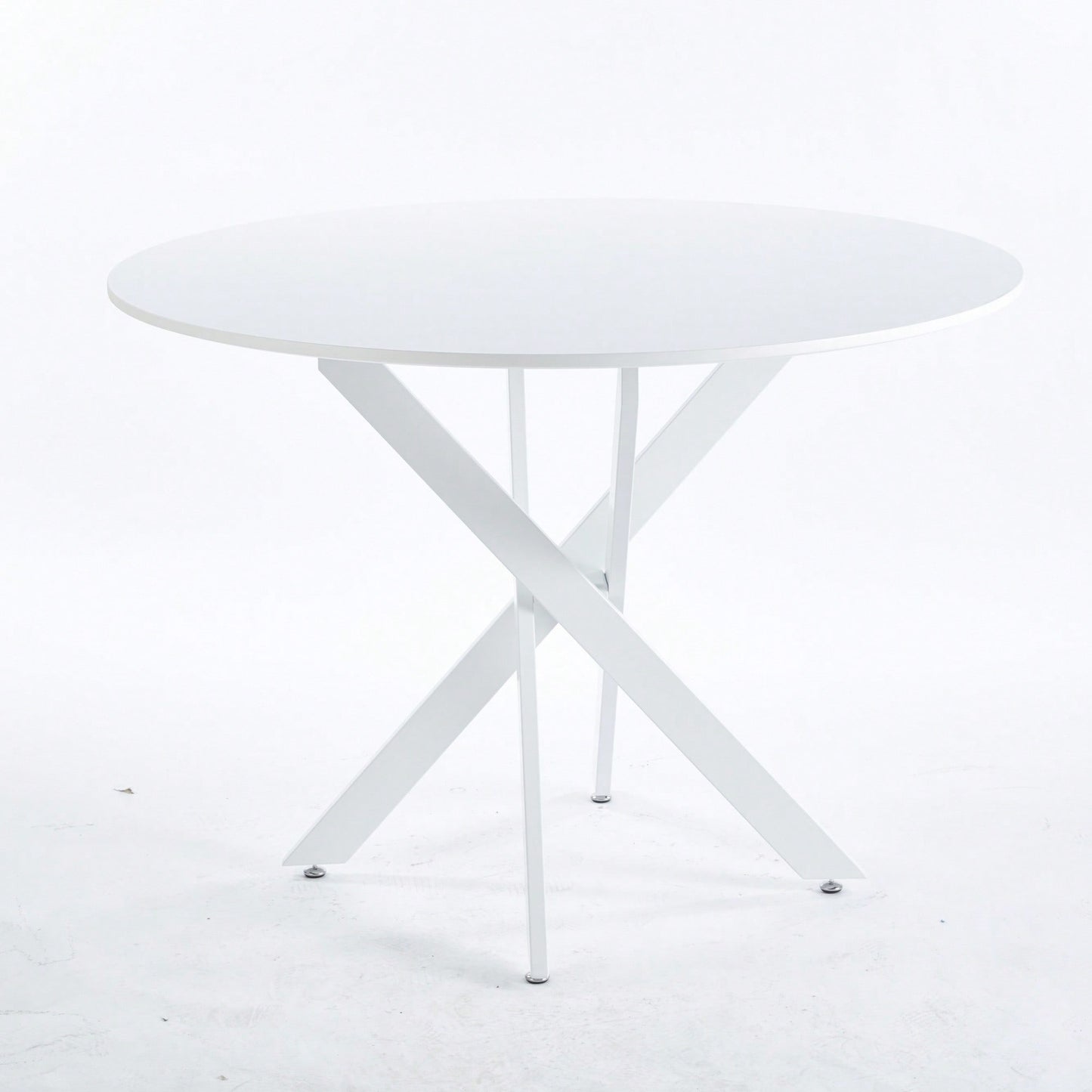 Mid-Century Round MDF Dining Table For 4-6 People With Pedestal Base And Cross Legs, Versatile Coffee And Leisure Table