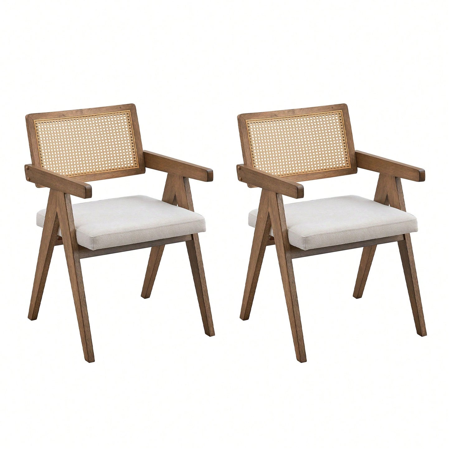 Mid Century Upholstered Dining Chairs Set Of 2, Bohemian Style Wooden Frame Kitchen Chairs For Living Room, Office, Restaurant, Coffee Shop