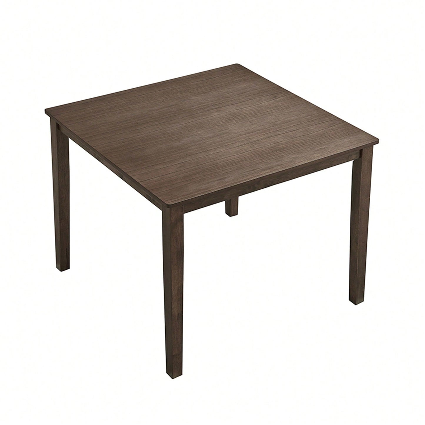 Mid Century Modern Square Wooden Dining Table Set With Upholstered Chairs For Space-Saving Kitchen And Dining Room, Brown Finish