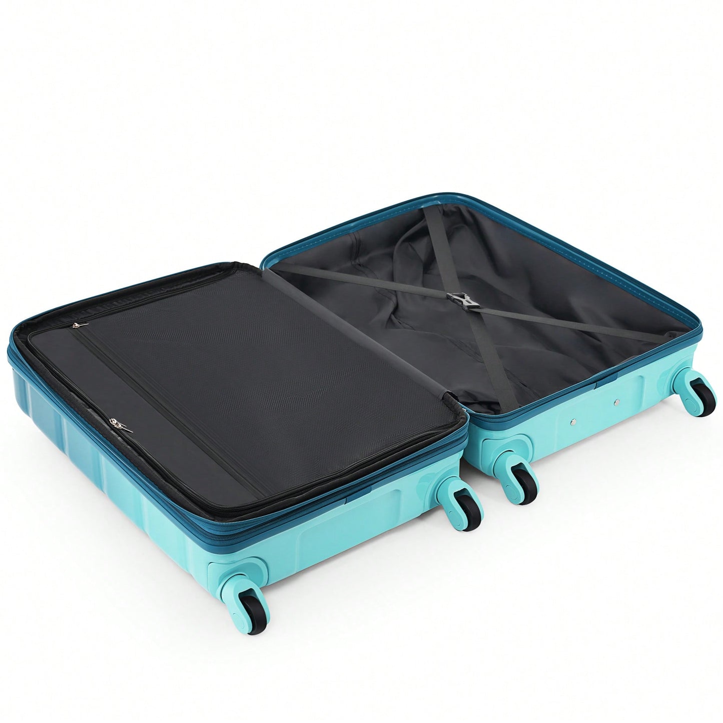 3-Piece Luggage Set With USB Port Airline Approved Carry-On 20-Inch Hard Shell Spinner Wheels And Cup Holder Black