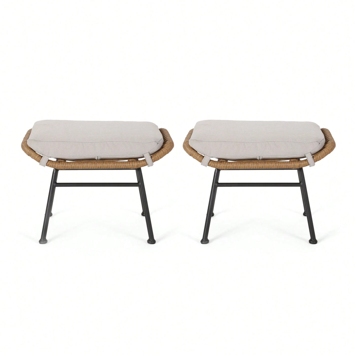 Set Of 2, Stylish Upholstered Ottoman For Living Room Or Bedroom Use