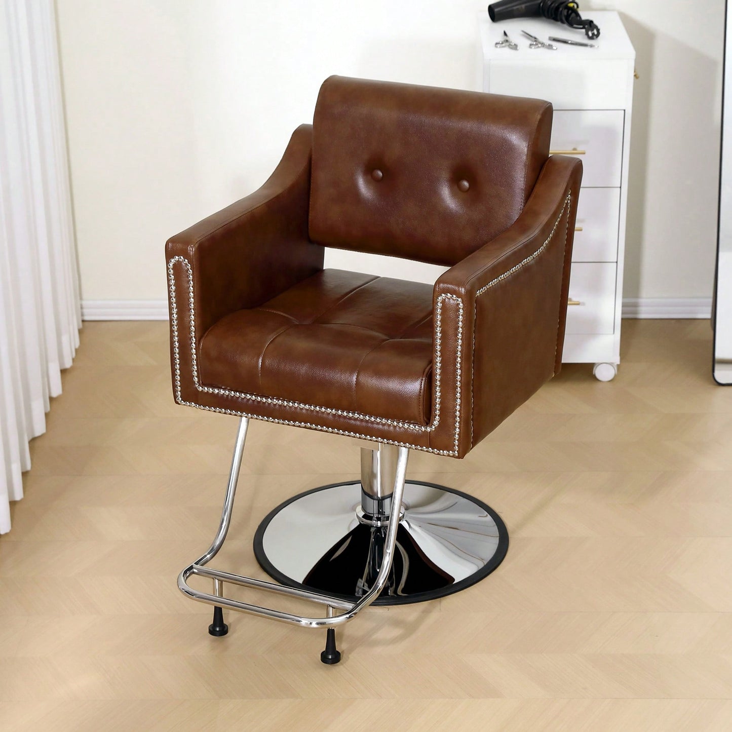 Height Adjustable 360° Swivel Faux Leather Salon Barber Chair For Haircuts Styling Tattoo And Massage - Black