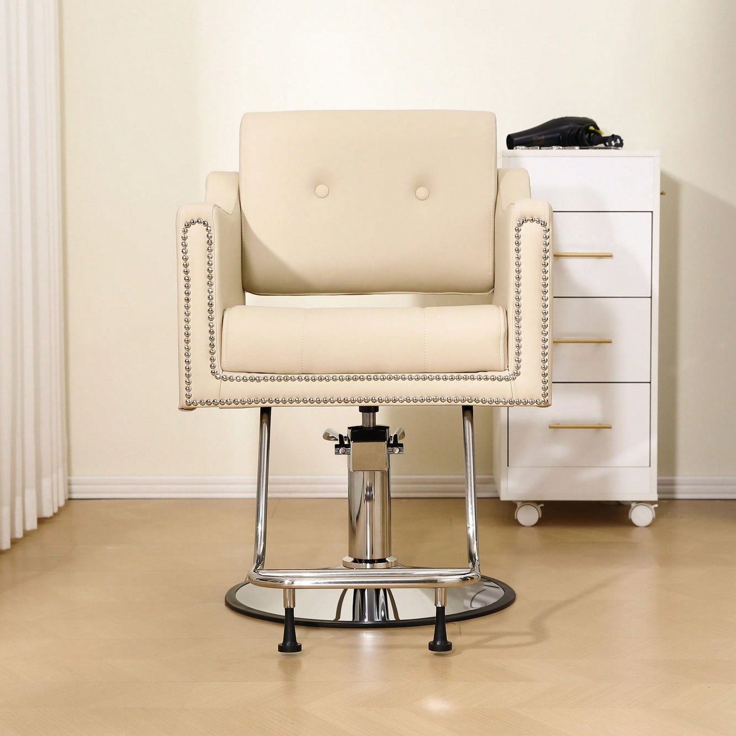 Height Adjustable 360° Swivel Faux Leather Salon Barber Chair For Haircuts Styling Tattoo And Massage - Black