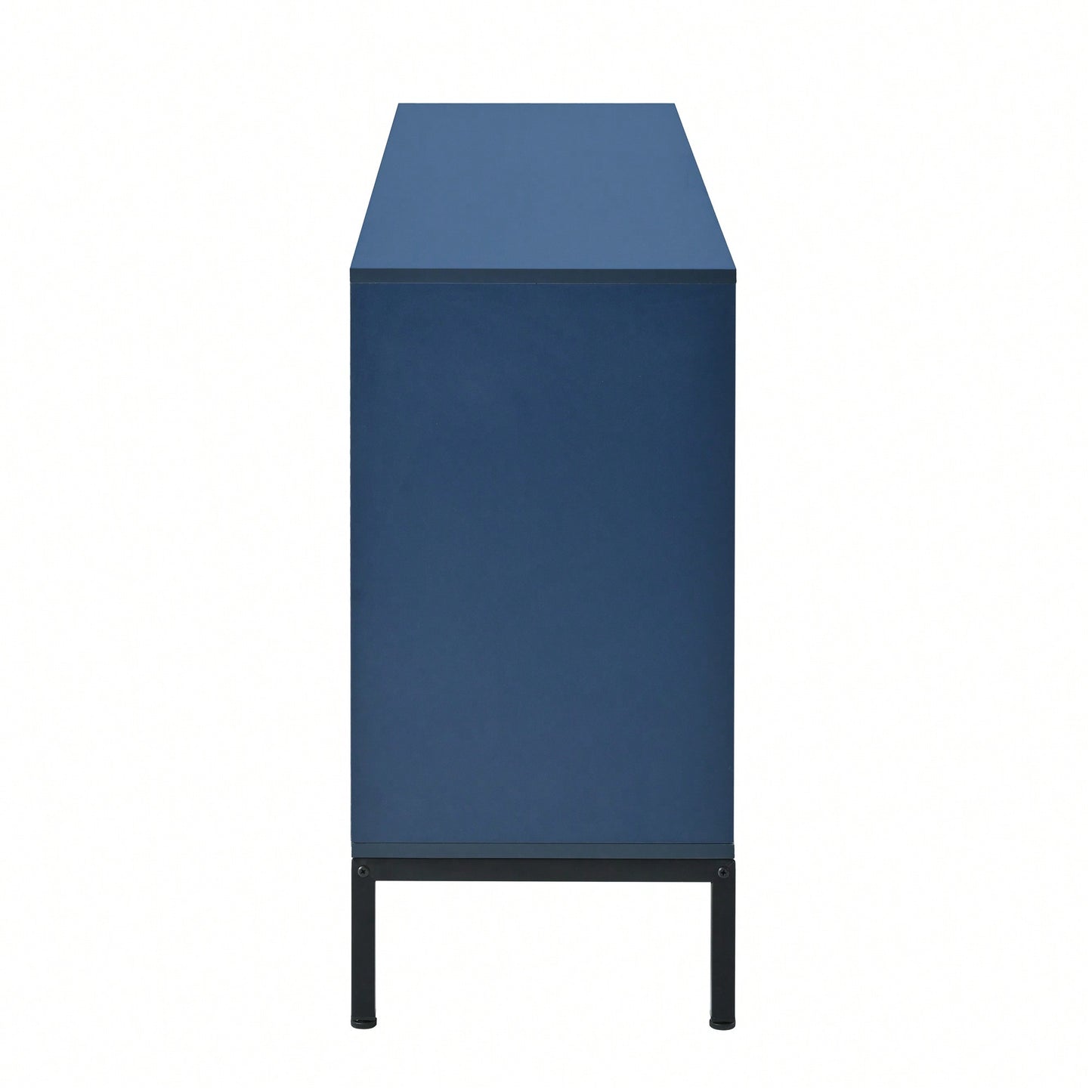 Elegant Vertical-Striped Four-Door Sideboard With Durable Metal Legs And Semi-Circular Handles For Study Entryway And Living Room