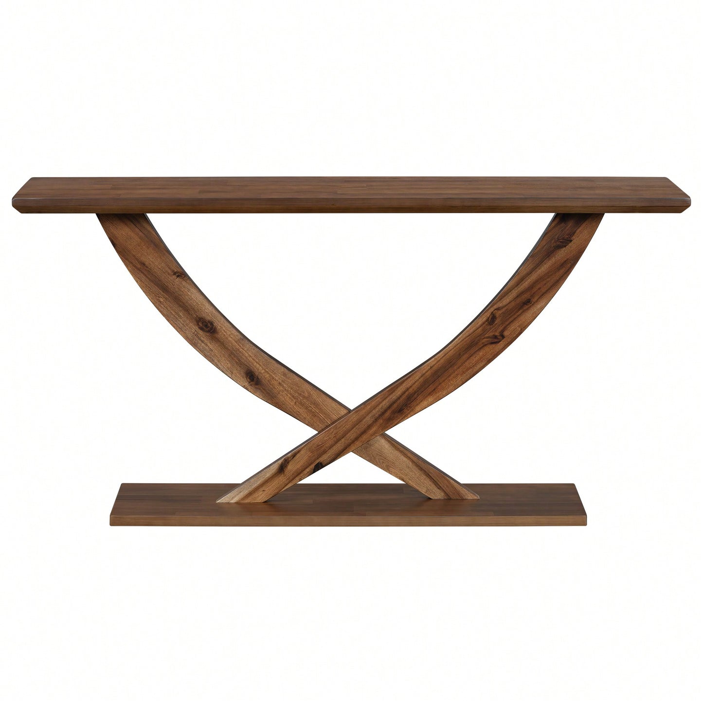 Modern Rustic Cross-Leg Console Table For Living Room Or Bedroom With Sturdy Construction And Ample Surface Space