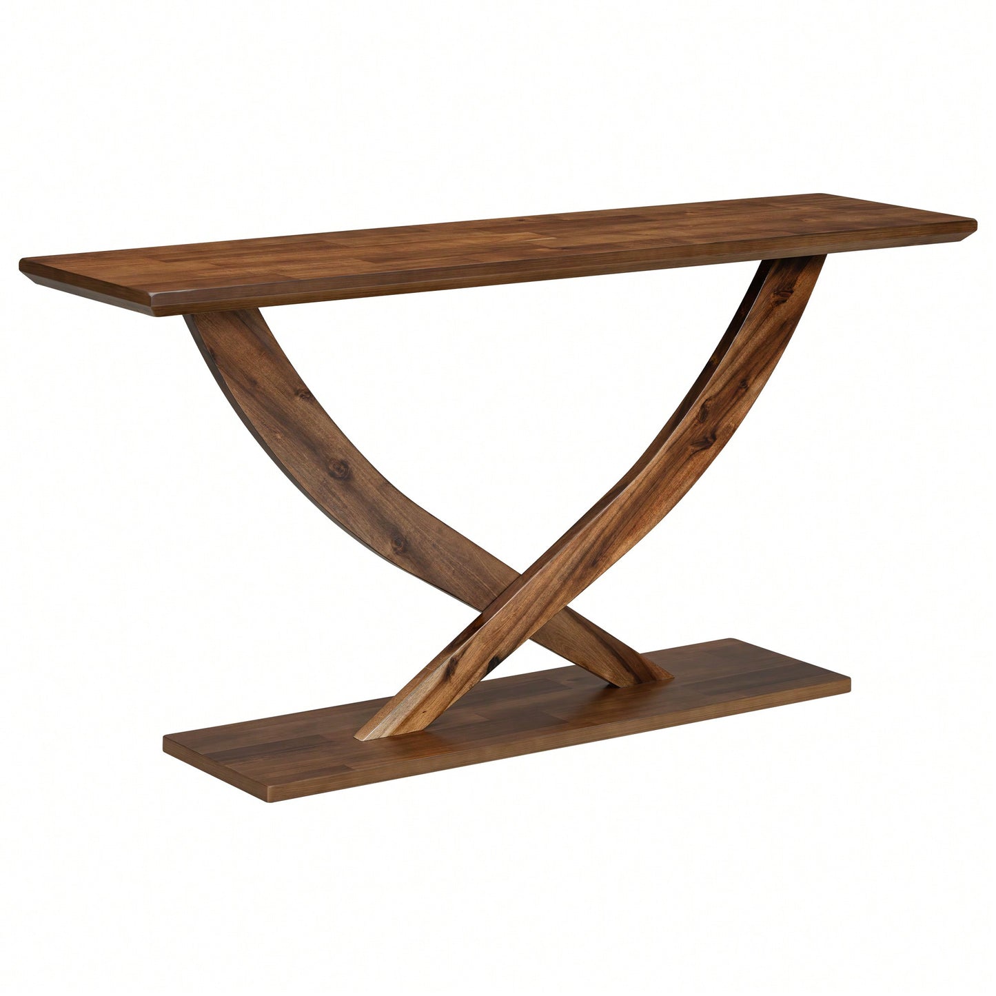 Modern Rustic Cross-Leg Console Table For Living Room Or Bedroom With Sturdy Construction And Ample Surface Space
