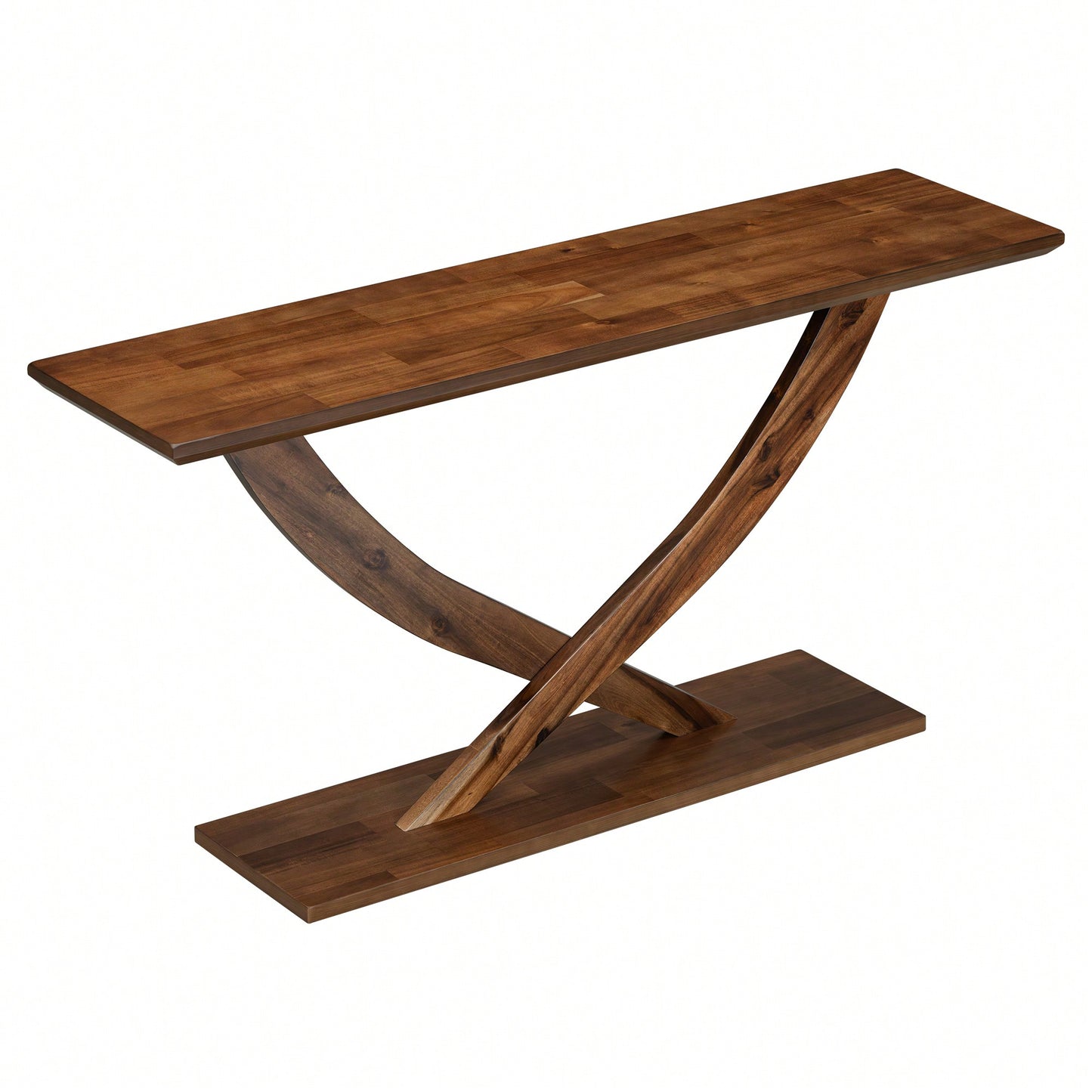 Modern Rustic Cross-Leg Console Table For Living Room Or Bedroom With Sturdy Construction And Ample Surface Space
