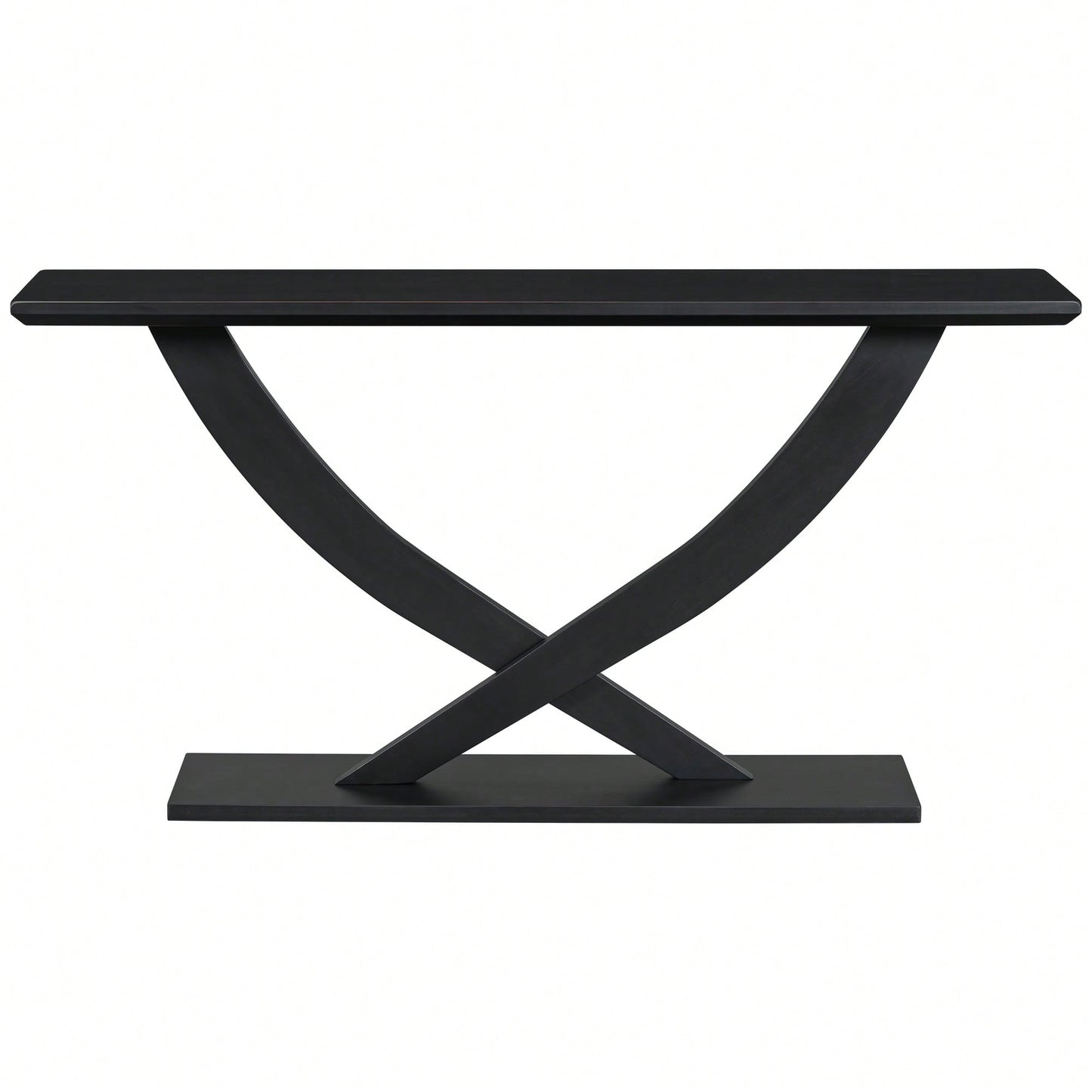 Modern Rustic Cross-Leg Console Table For Living Room Or Bedroom With Sturdy Construction And Ample Surface Space