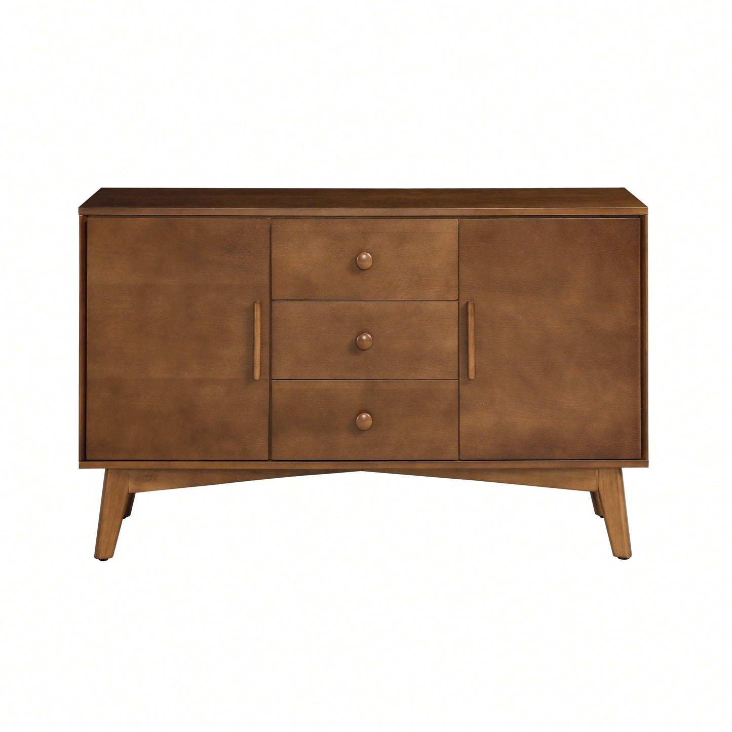 Mid Century Modern 47.3 Inch Sideboard Buffet Cabinet With 2 Doors And 3 Drawers For Kitchen Dining Living Room Bedroom Walnut Finish