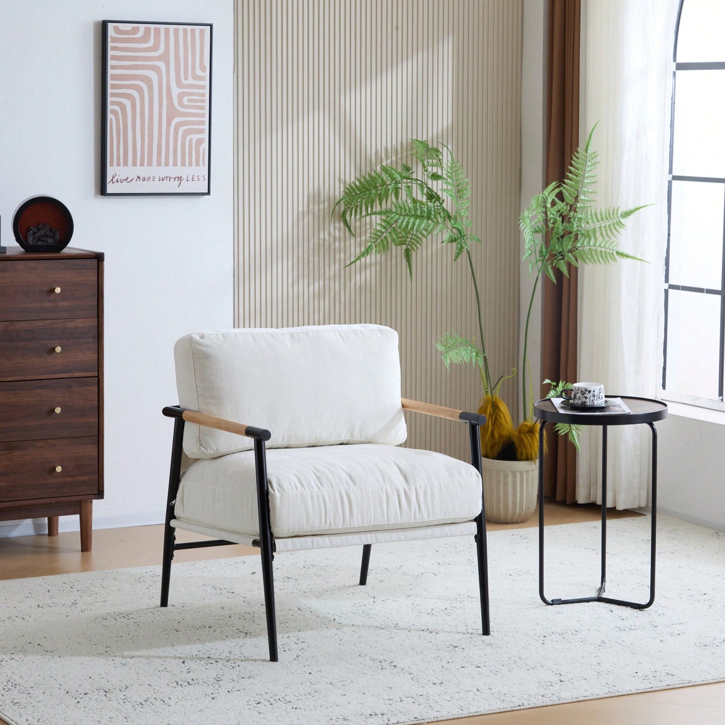 Cozy Modern Accent Chair With Plush Cushions And Stylish Metal Frame For Living Room Bedroom Or Office