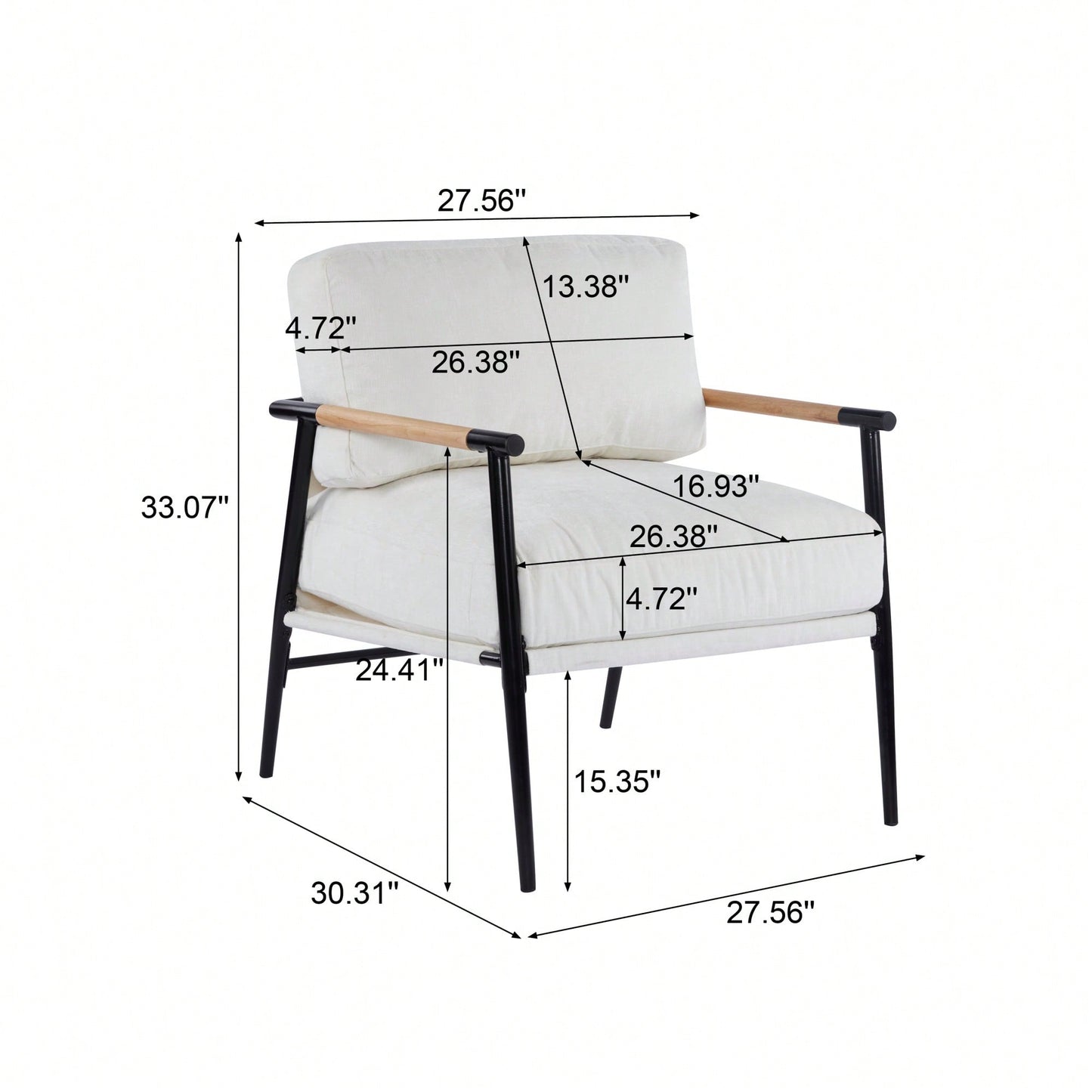 Cozy Modern Accent Chair With Plush Cushions And Stylish Metal Frame For Living Room Bedroom Or Office