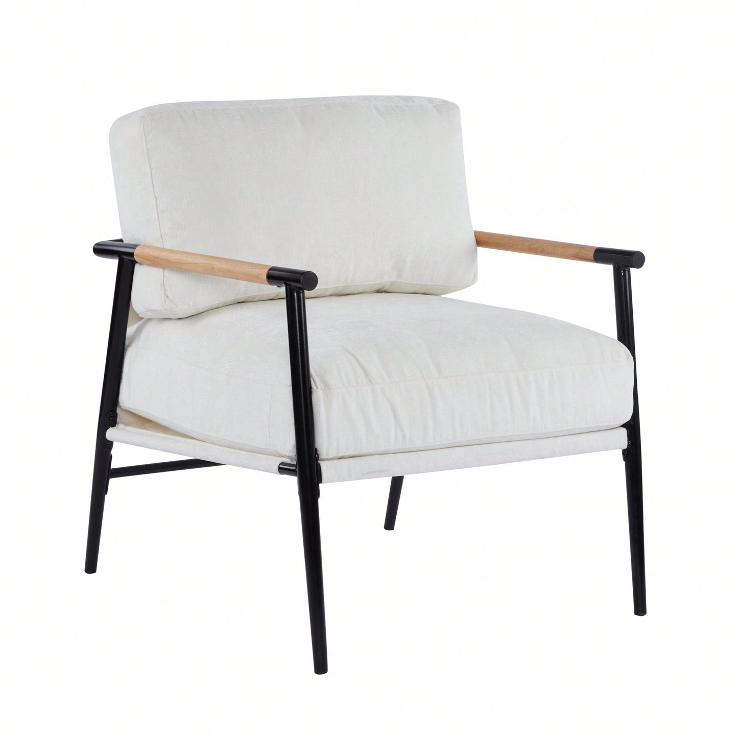 Cozy Modern Accent Chair With Plush Cushions And Stylish Metal Frame For Living Room Bedroom Or Office
