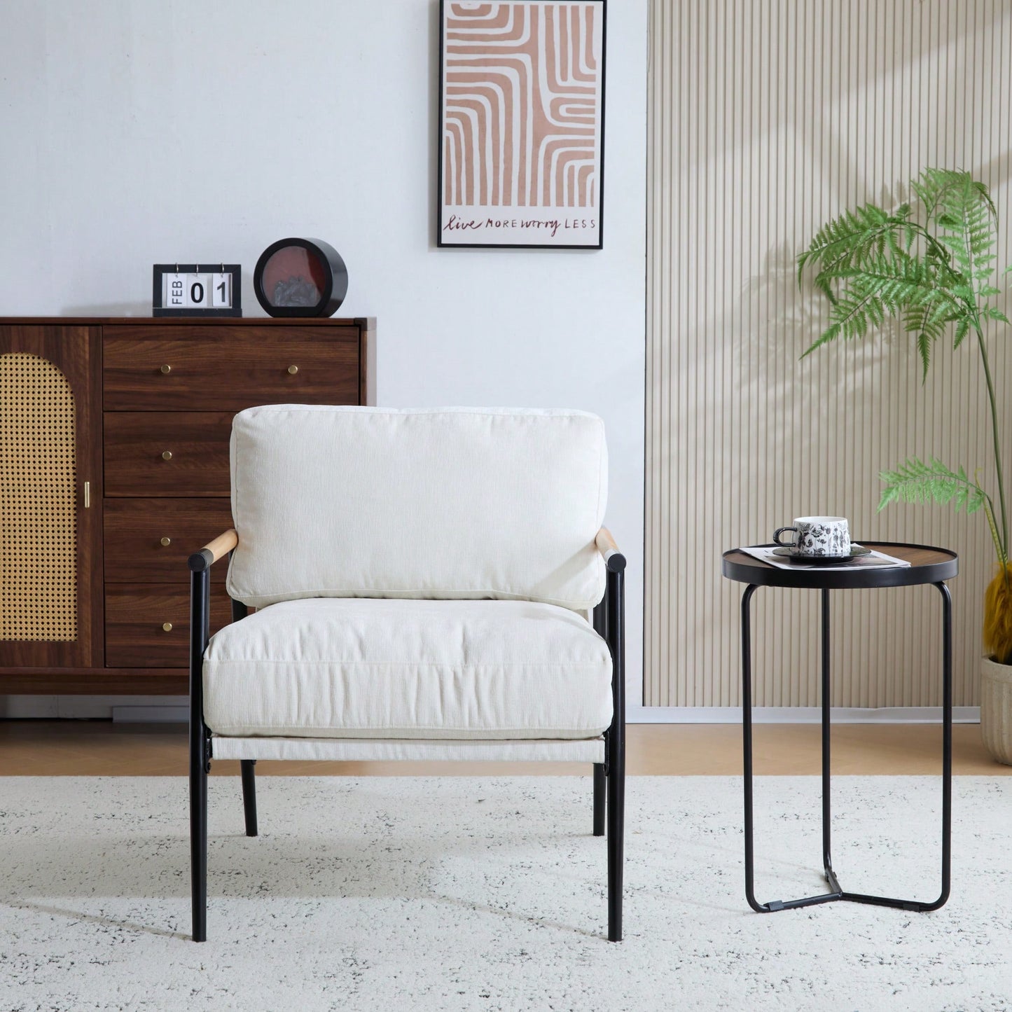 Cozy Modern Accent Chair With Plush Cushions And Stylish Metal Frame For Living Room Bedroom Or Office